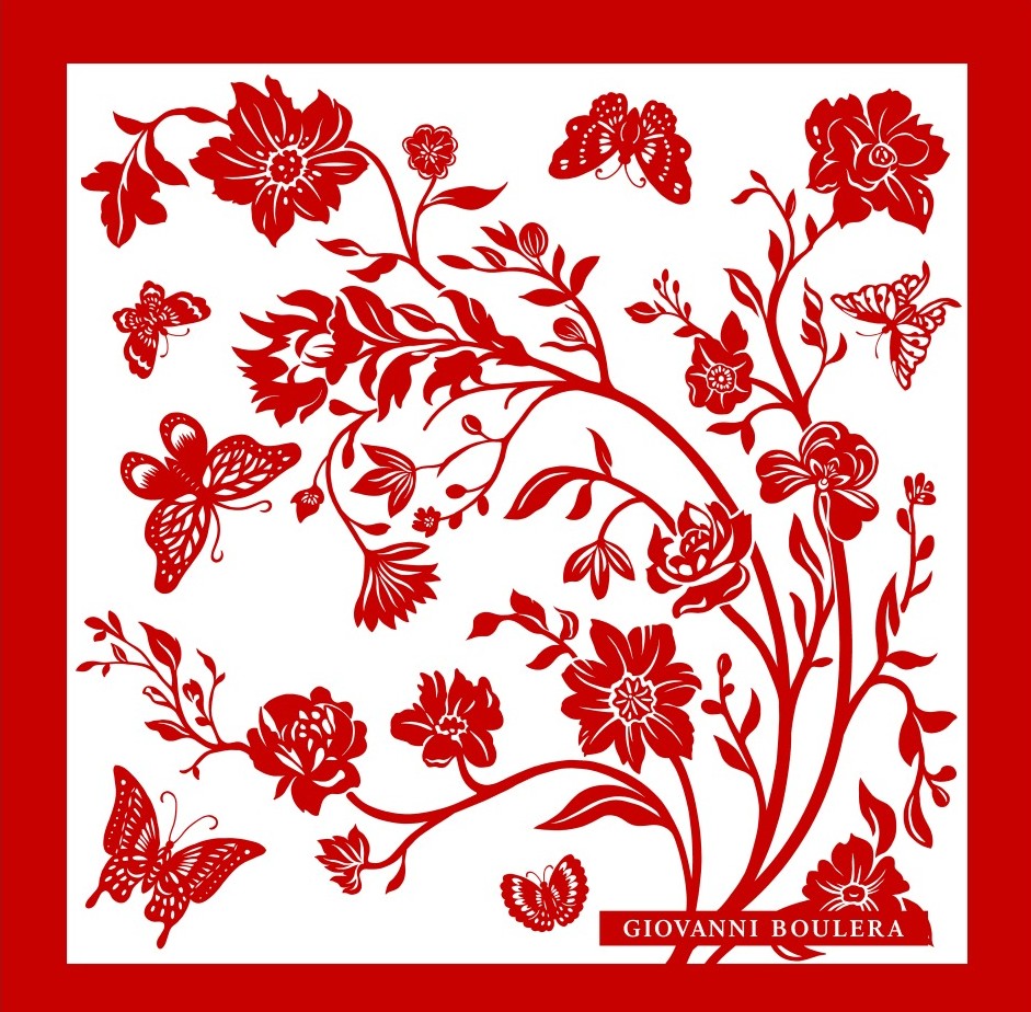 Kırmızı Çiçek Desenli Kadın Twill İpek Fular