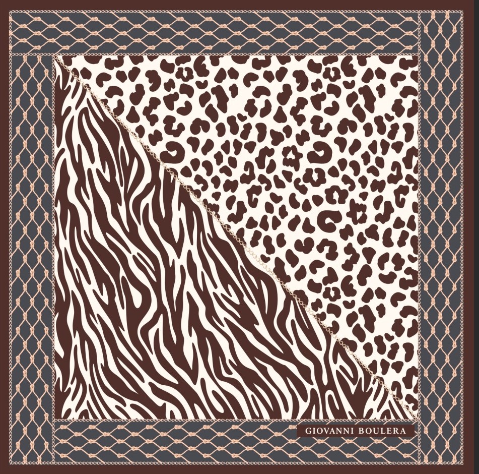 Giovanni Bouléra Zebra Ve Leopar desenli eşarp