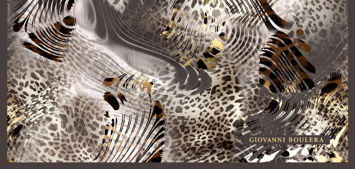 Leopar Ve Modern Desenli Twill İpek Eşarp