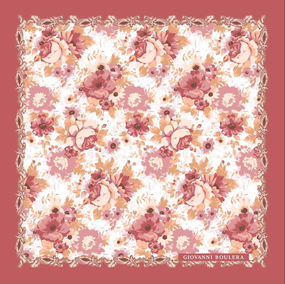 Pembe Çiçek Desenli Kadın Eşarp