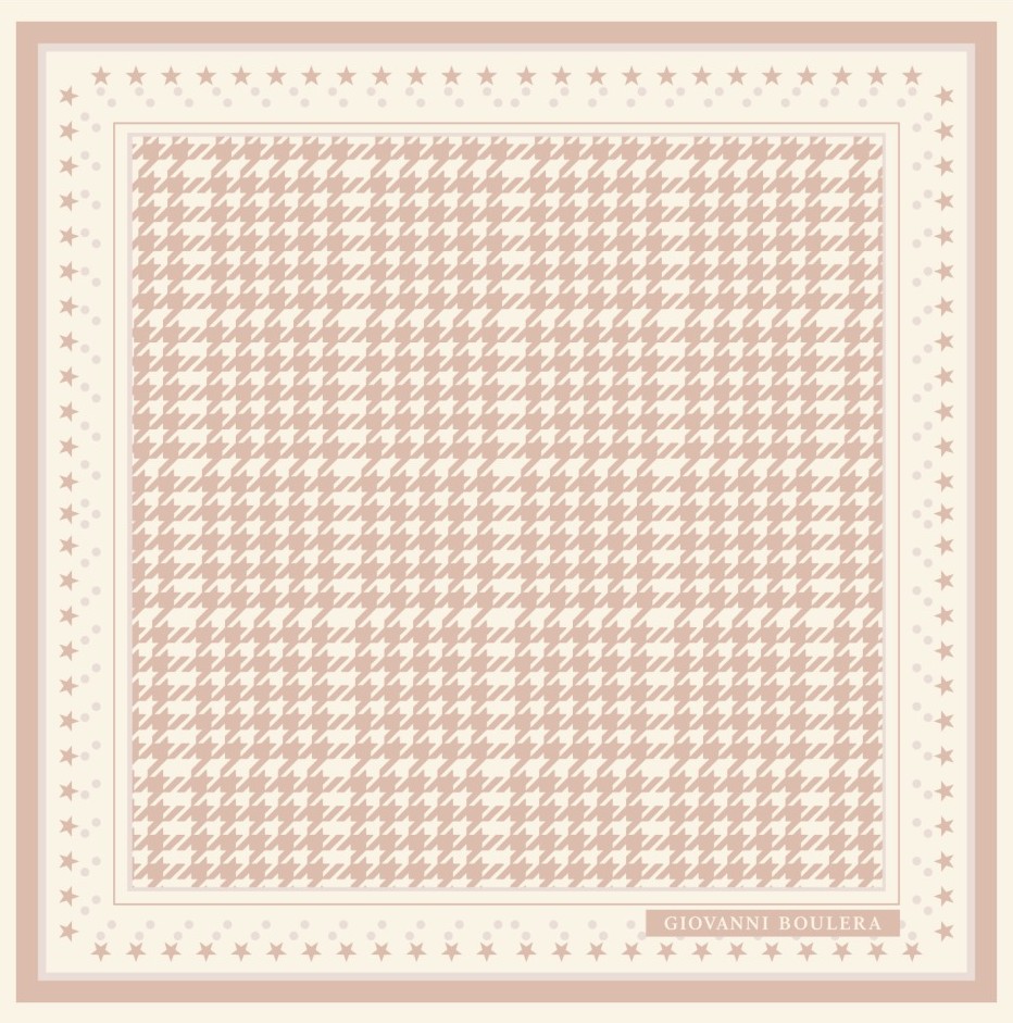 Yıldız Bordürlü Açık Tonlarla Tasarlanmış Twill İpek Eşarp