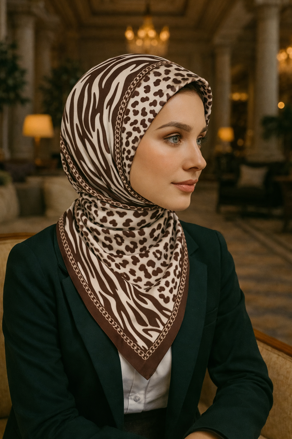 Giovanni Bouléra Zebra Ve Leopar desenli eşarp