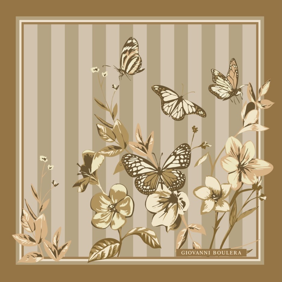 Kelebek ve çiçek desenli Şal