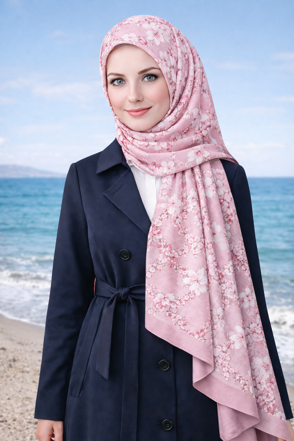 Romantik Pembe Tonlarda Çiçek Desenli Twill İpek Eşarp