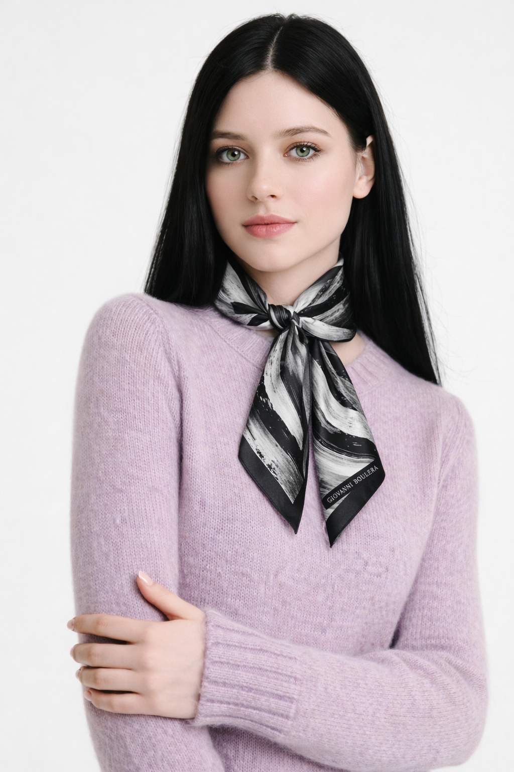 Soğuk Pastel Renklerle Modern  Desenler Twill İpek Fular