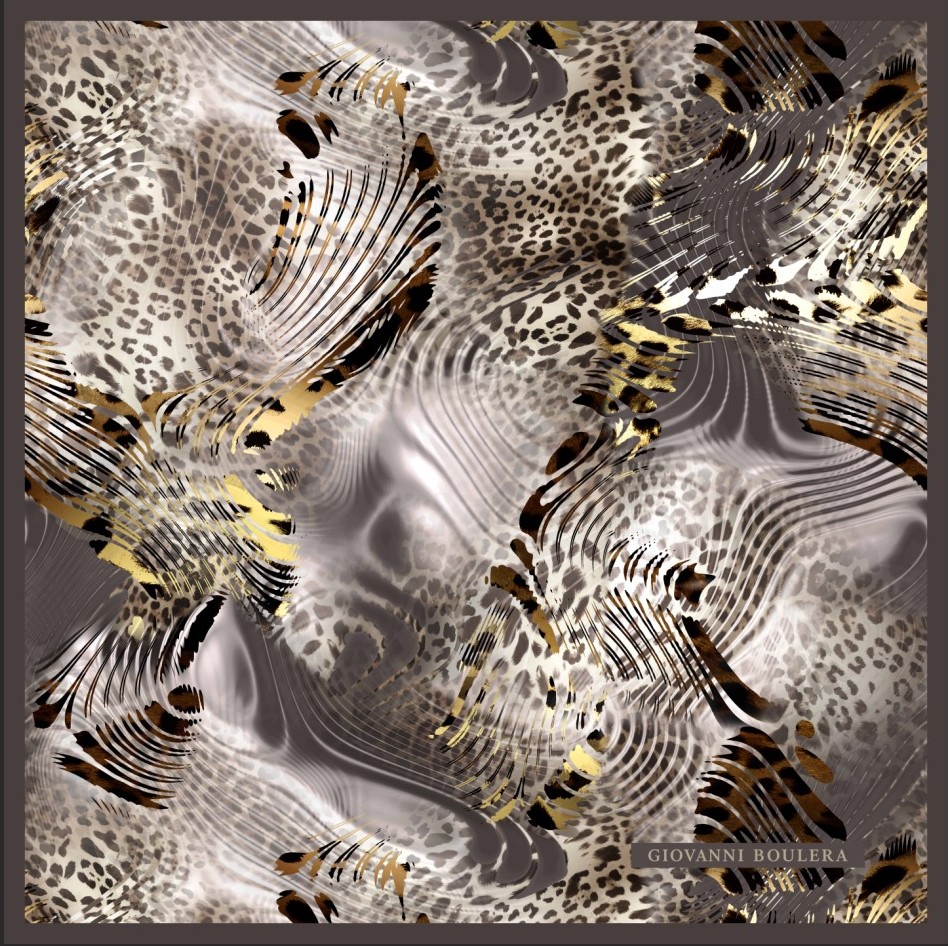 Zarif leopar ve dalga desenli lüks eşarp