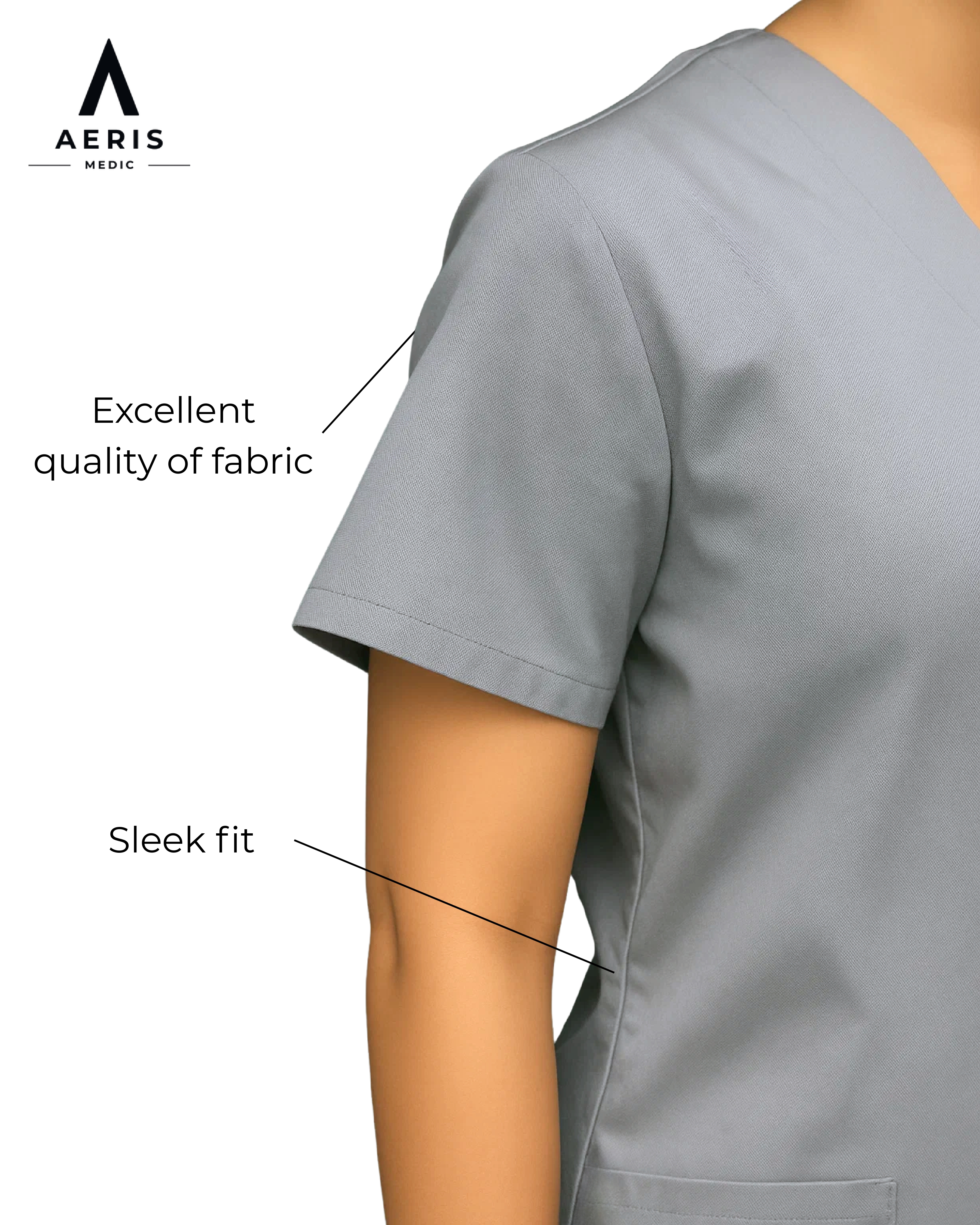V Neck Scrub Grey