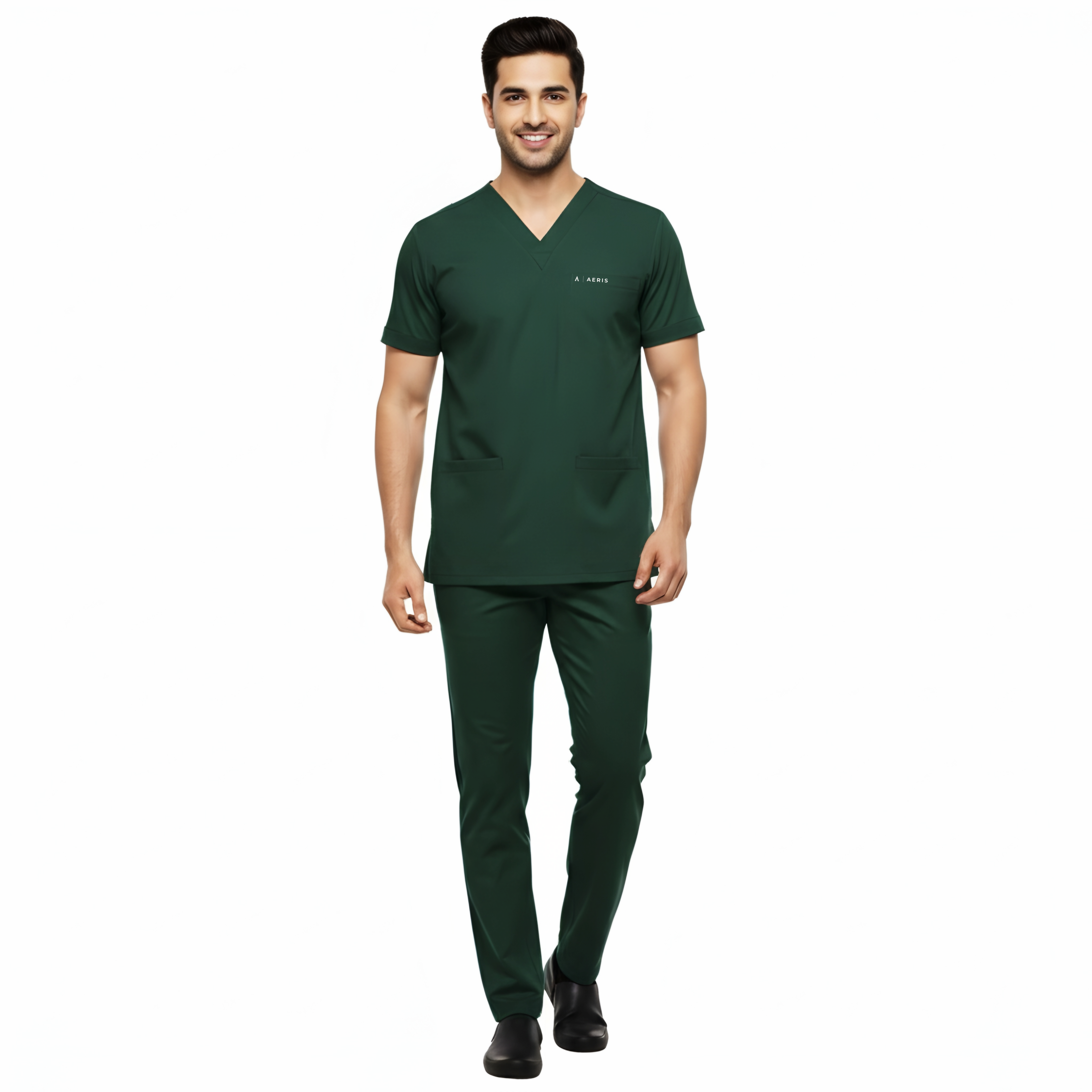 Classic Men's V-Neck Scrub - Bottle Green