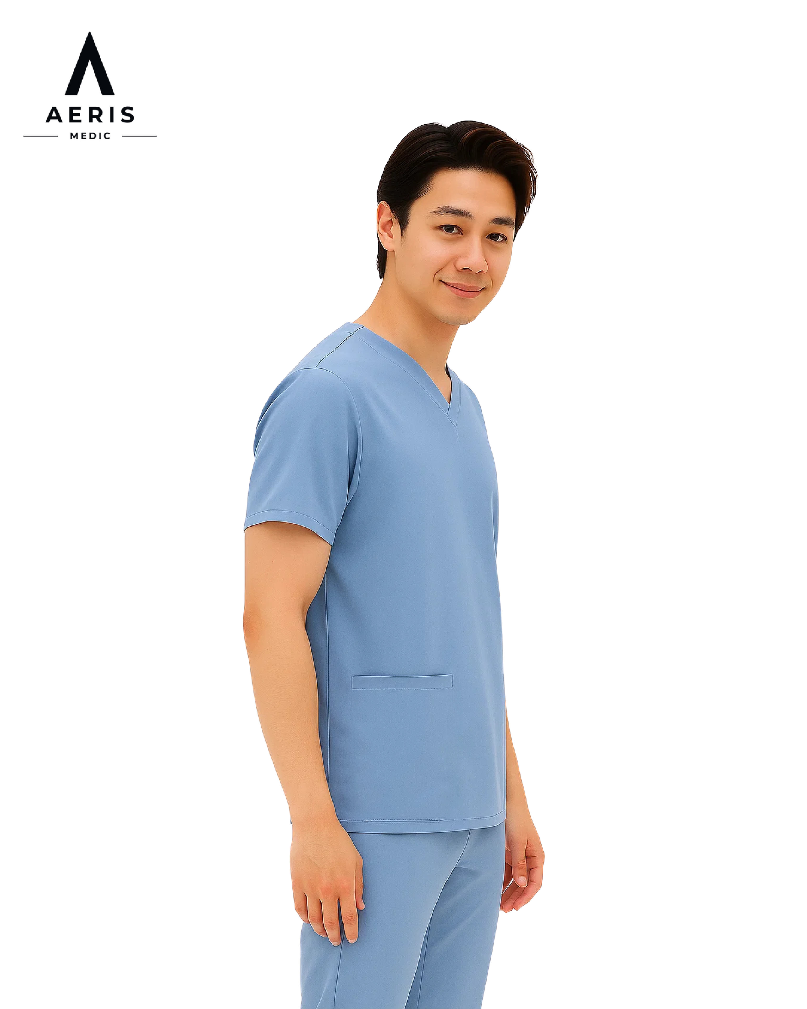 V Neck Scrub Light Blue