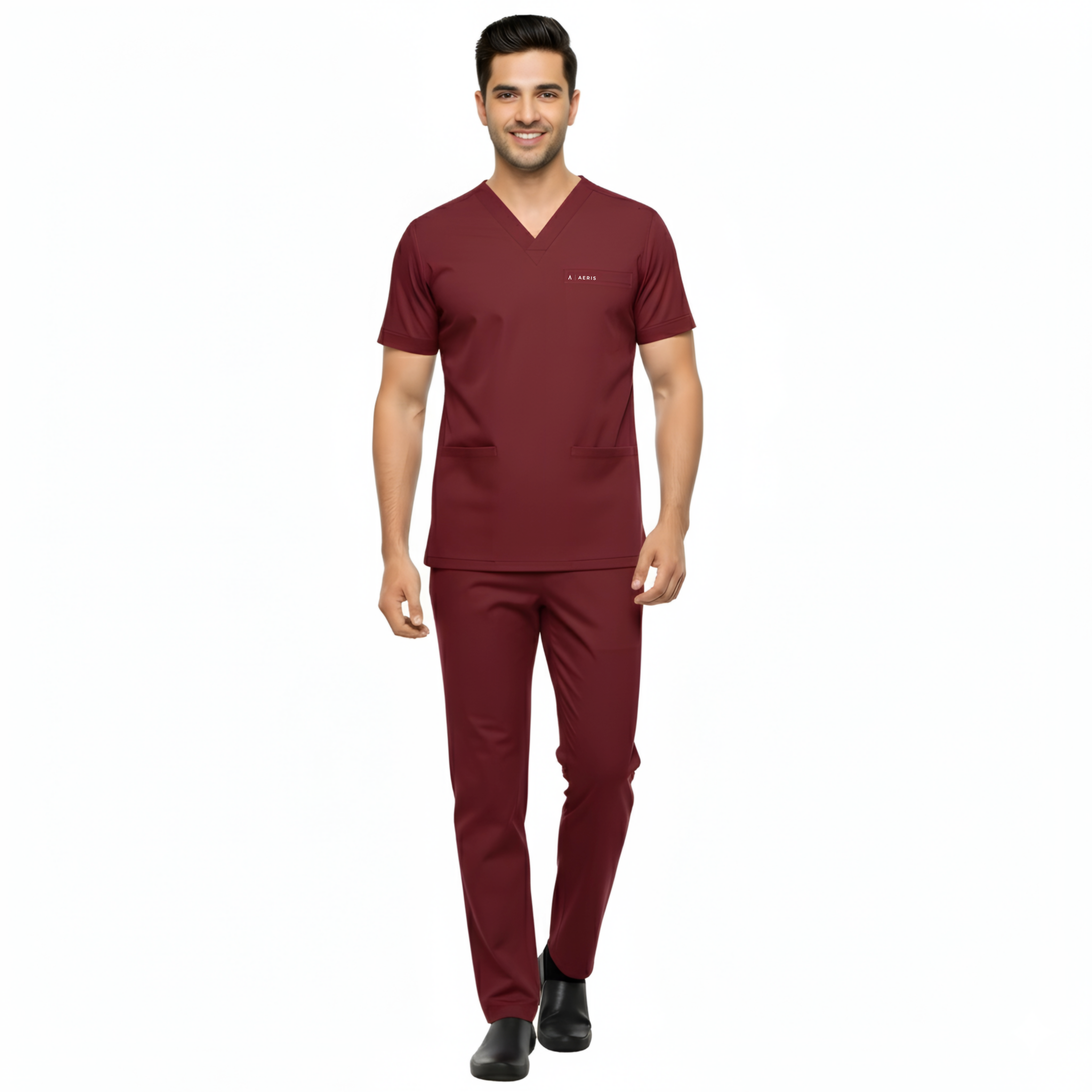Classic Men's V-Neck Scrub - Maroon