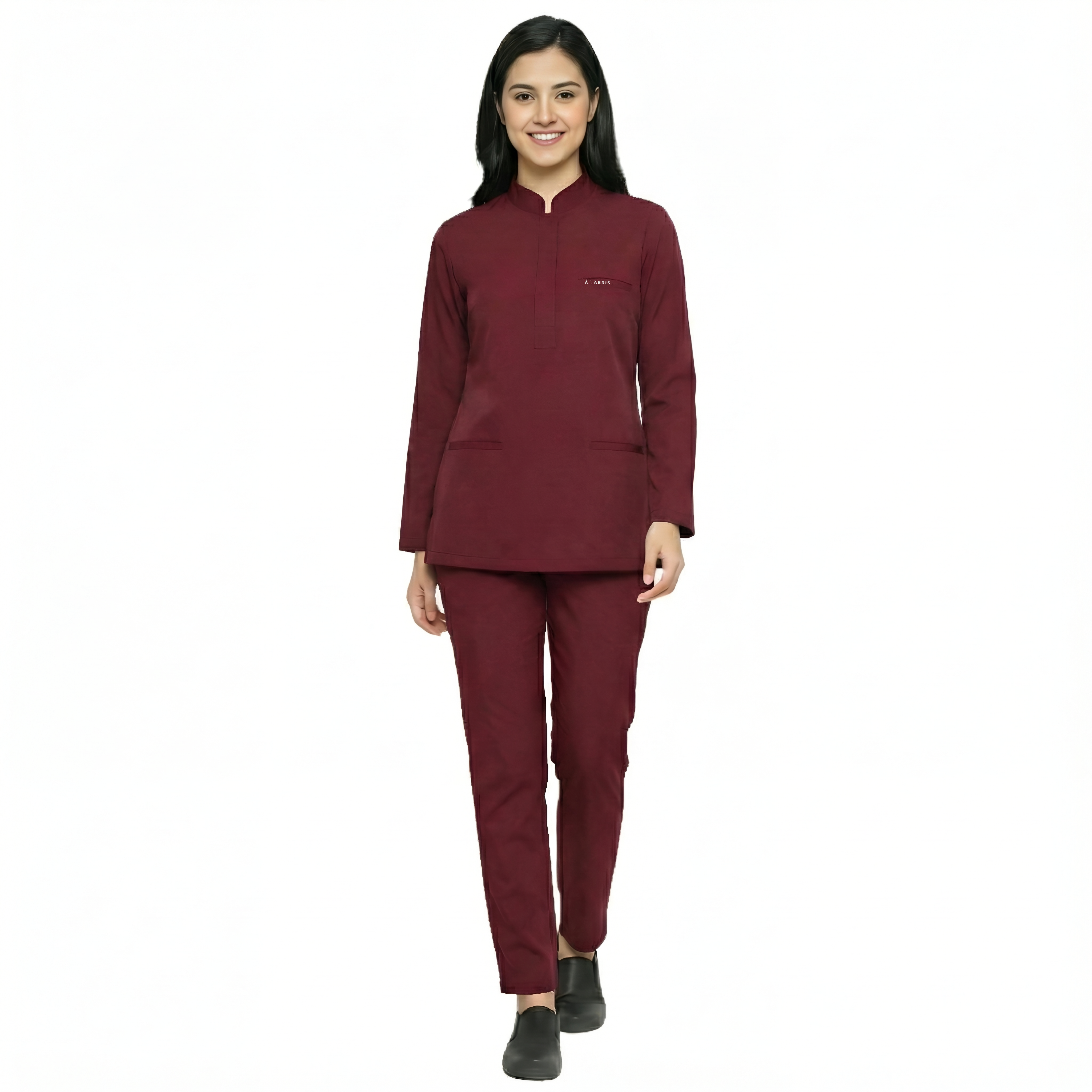 Full Sleeve Women's Round Neck Scrub - Maroon