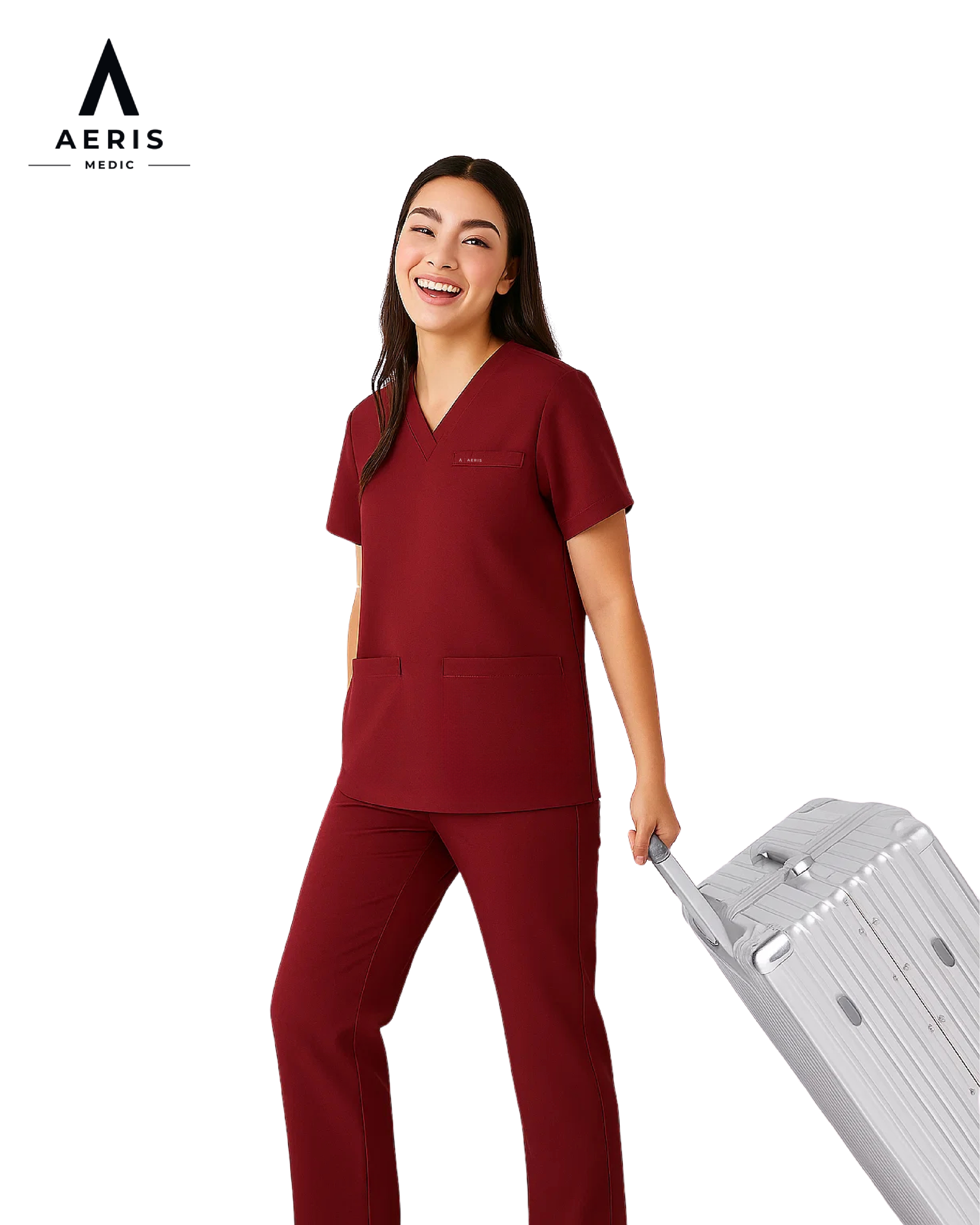 V Neck Scrub Burgundy