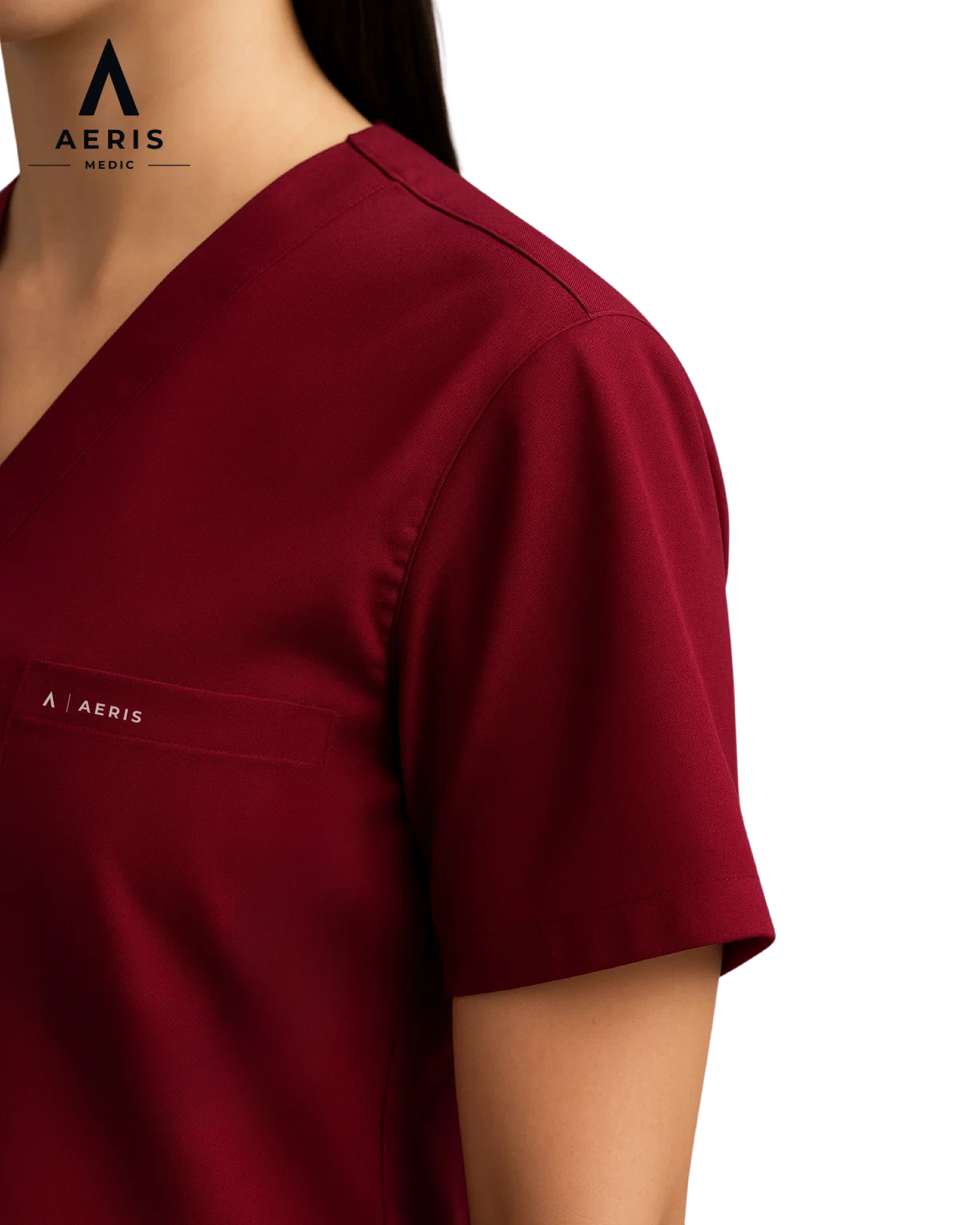 V Neck Scrub Burgundy