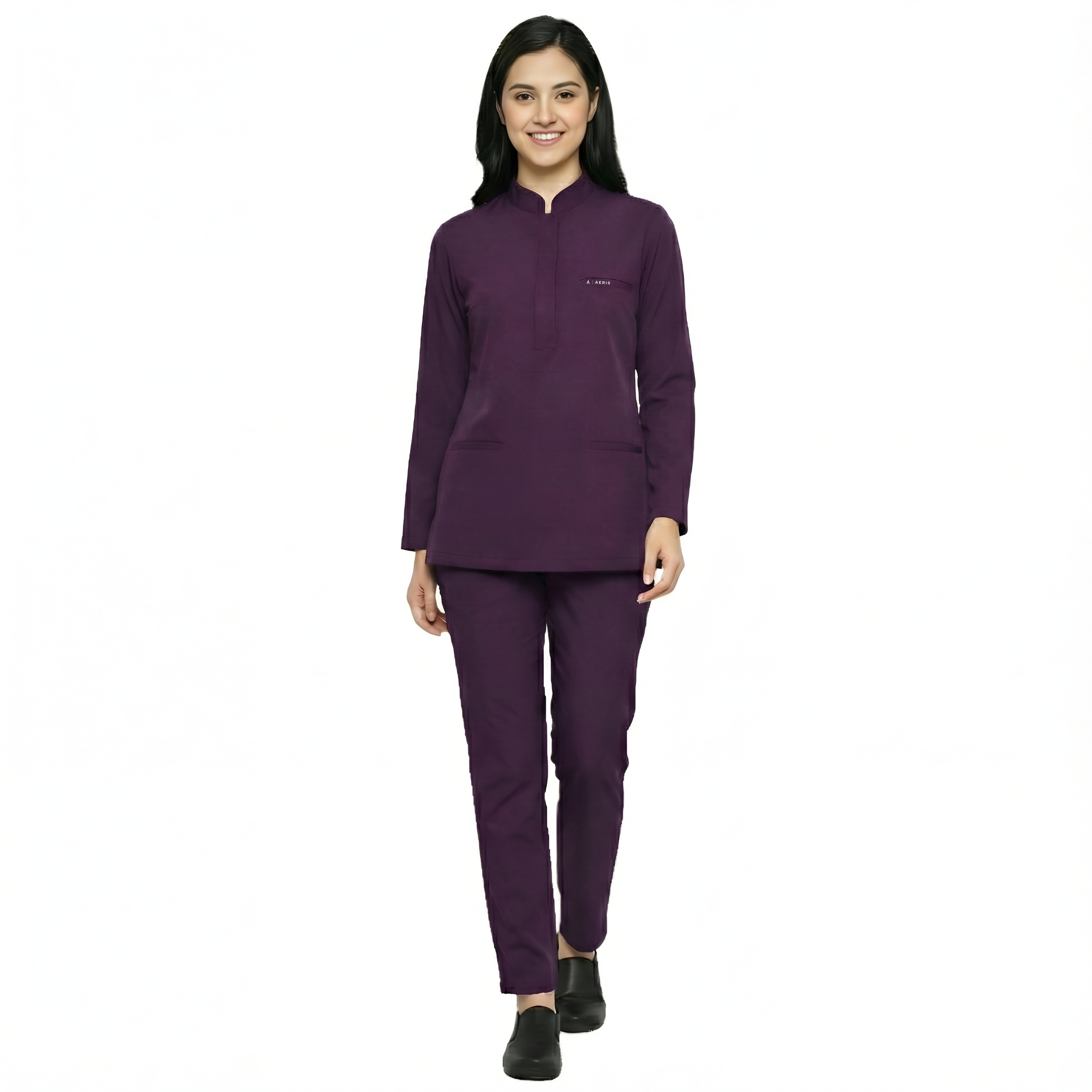 Full Sleeve Women's Round Neck Scrub - Purple