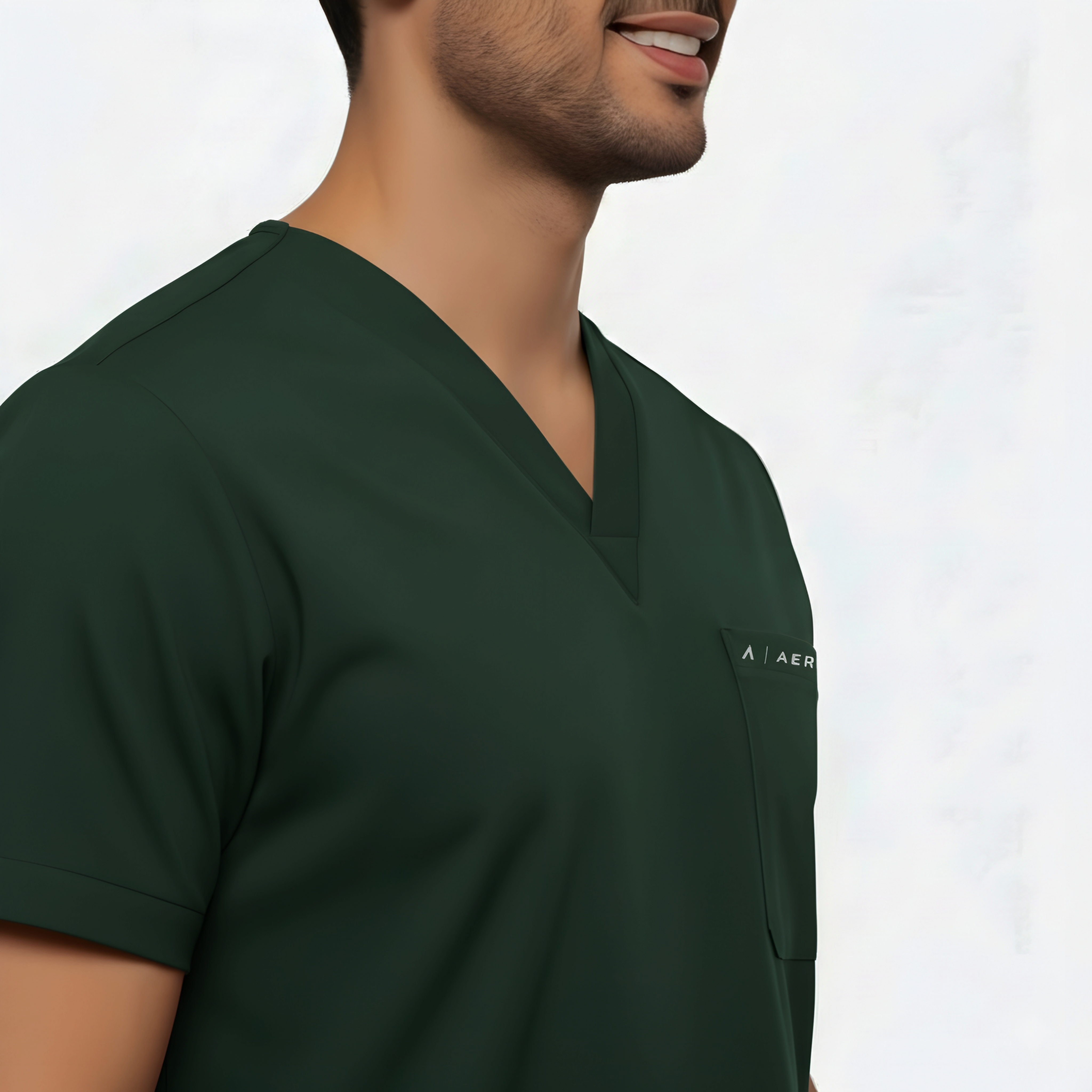 Classic Men's V-Neck Scrub - Bottle Green