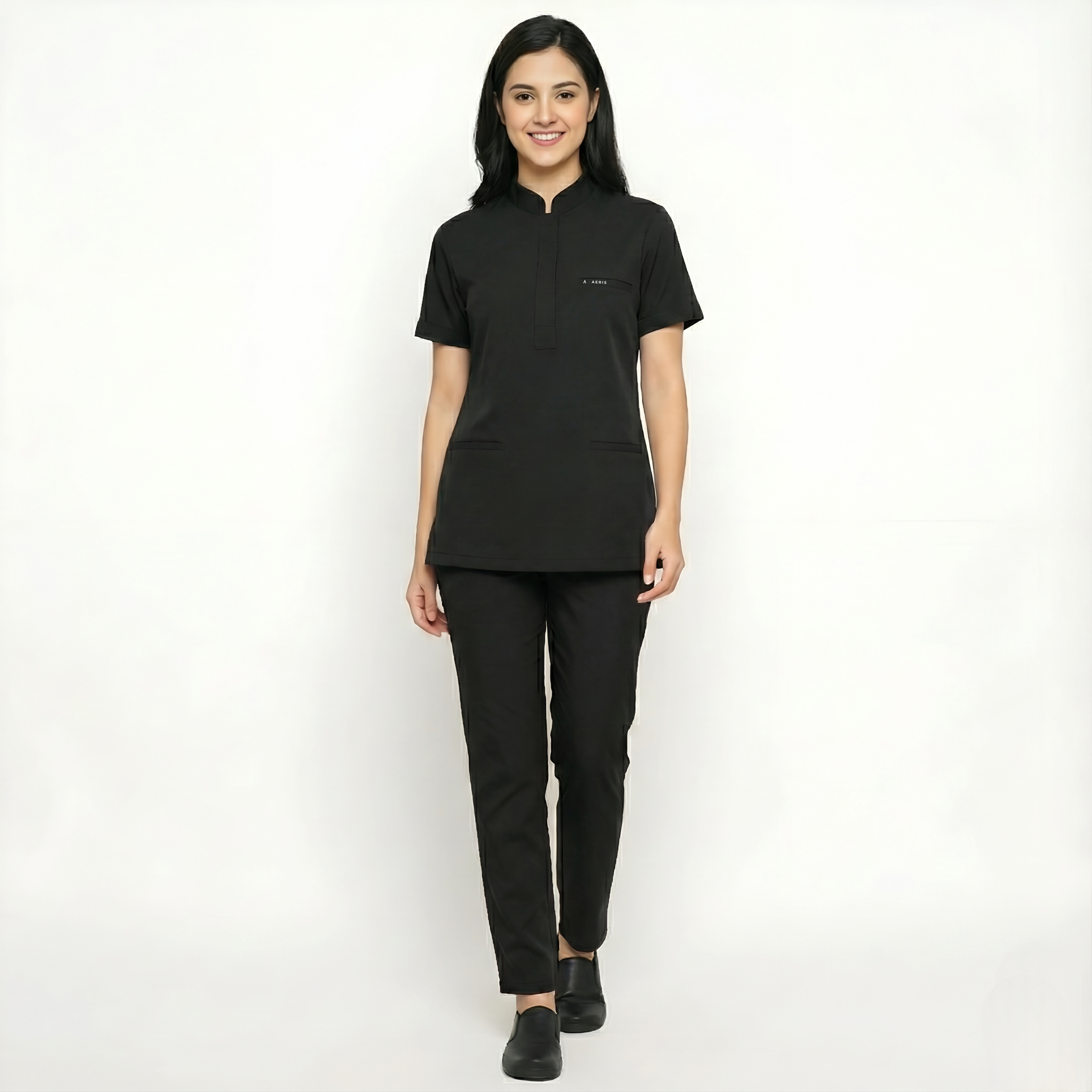 Classic Women's Round Neck Scrub - Black