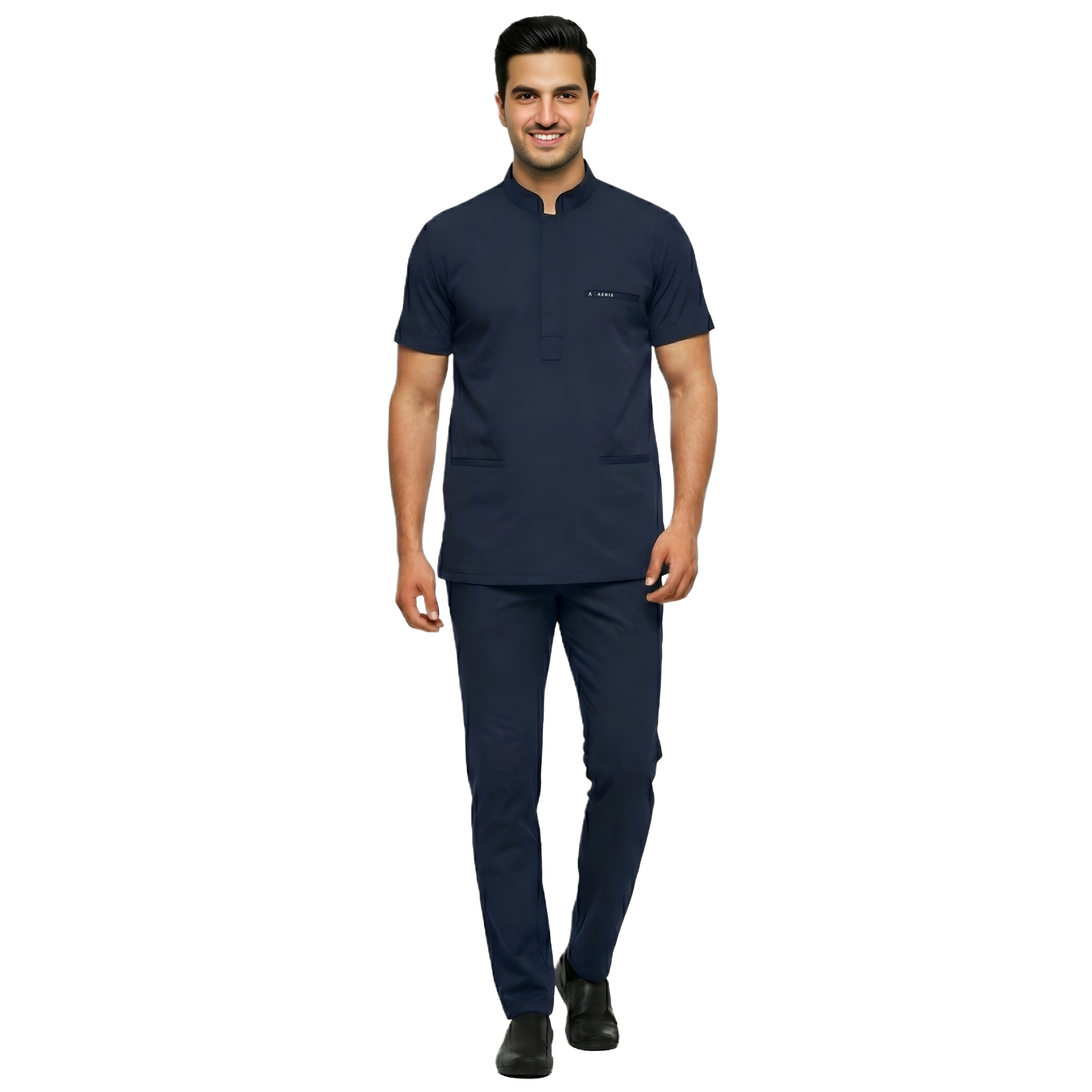 Classic Men's Round Neck Scrub - Navy Blue