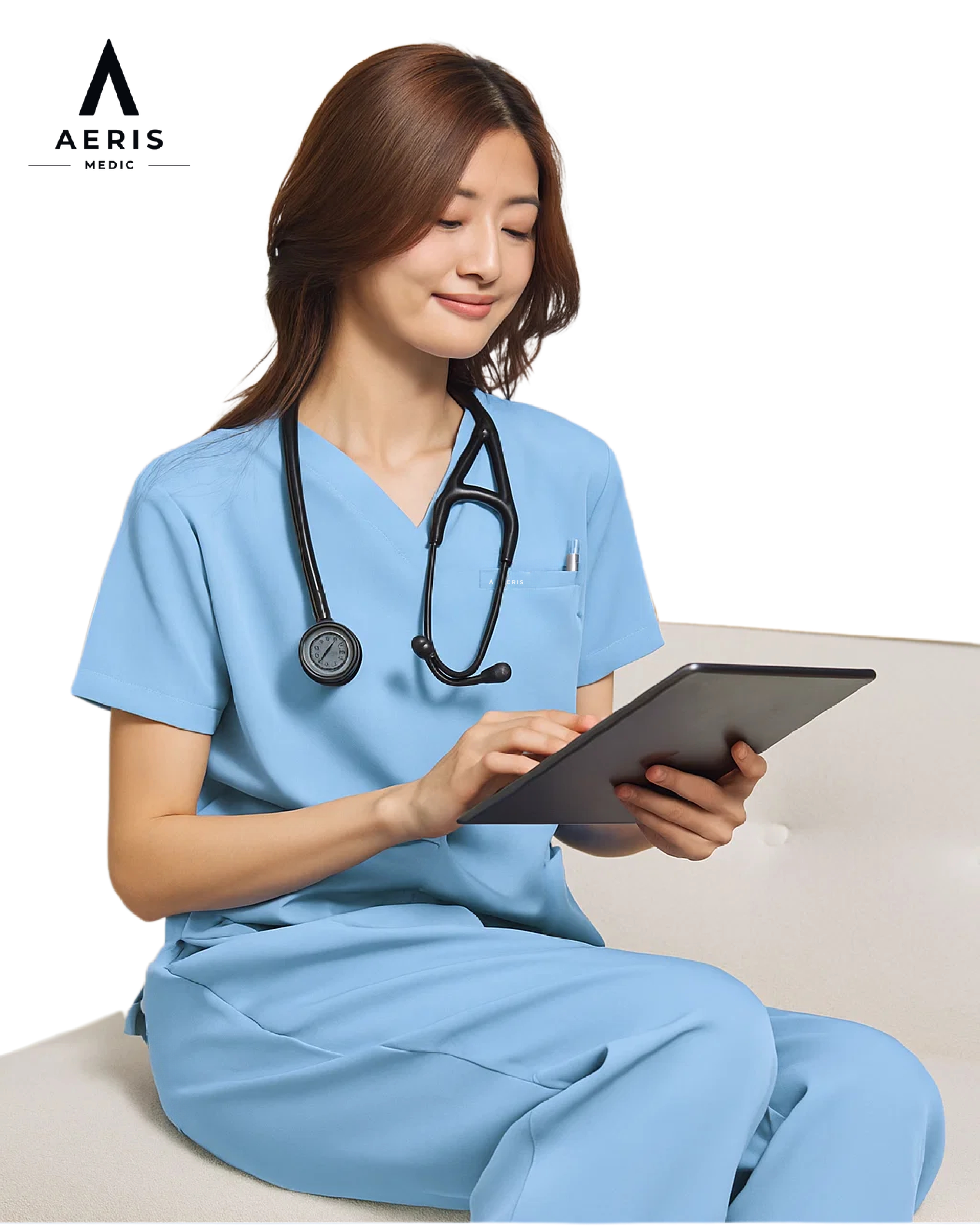 V Neck Scrub Light Blue