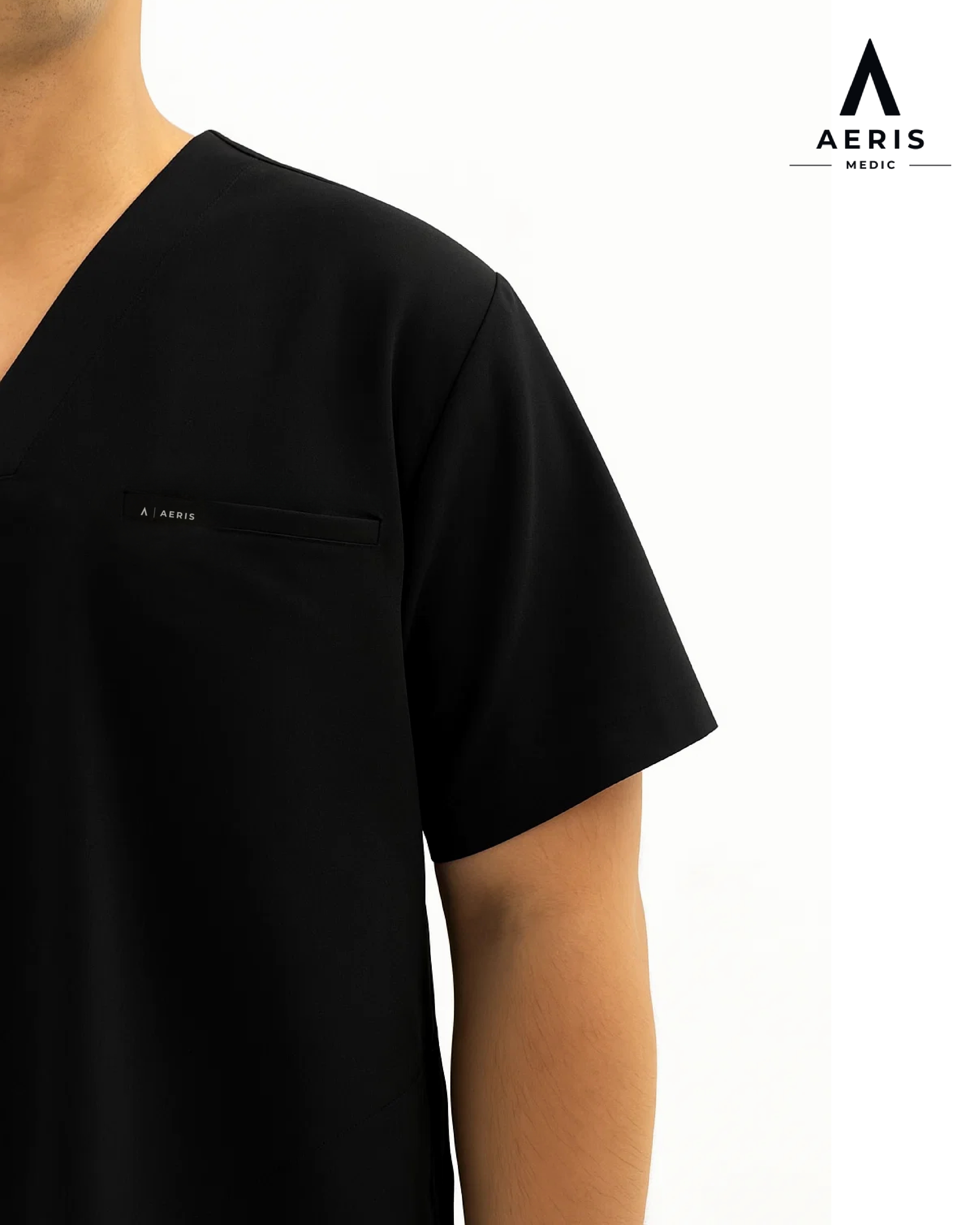 V Neck Scrub Black