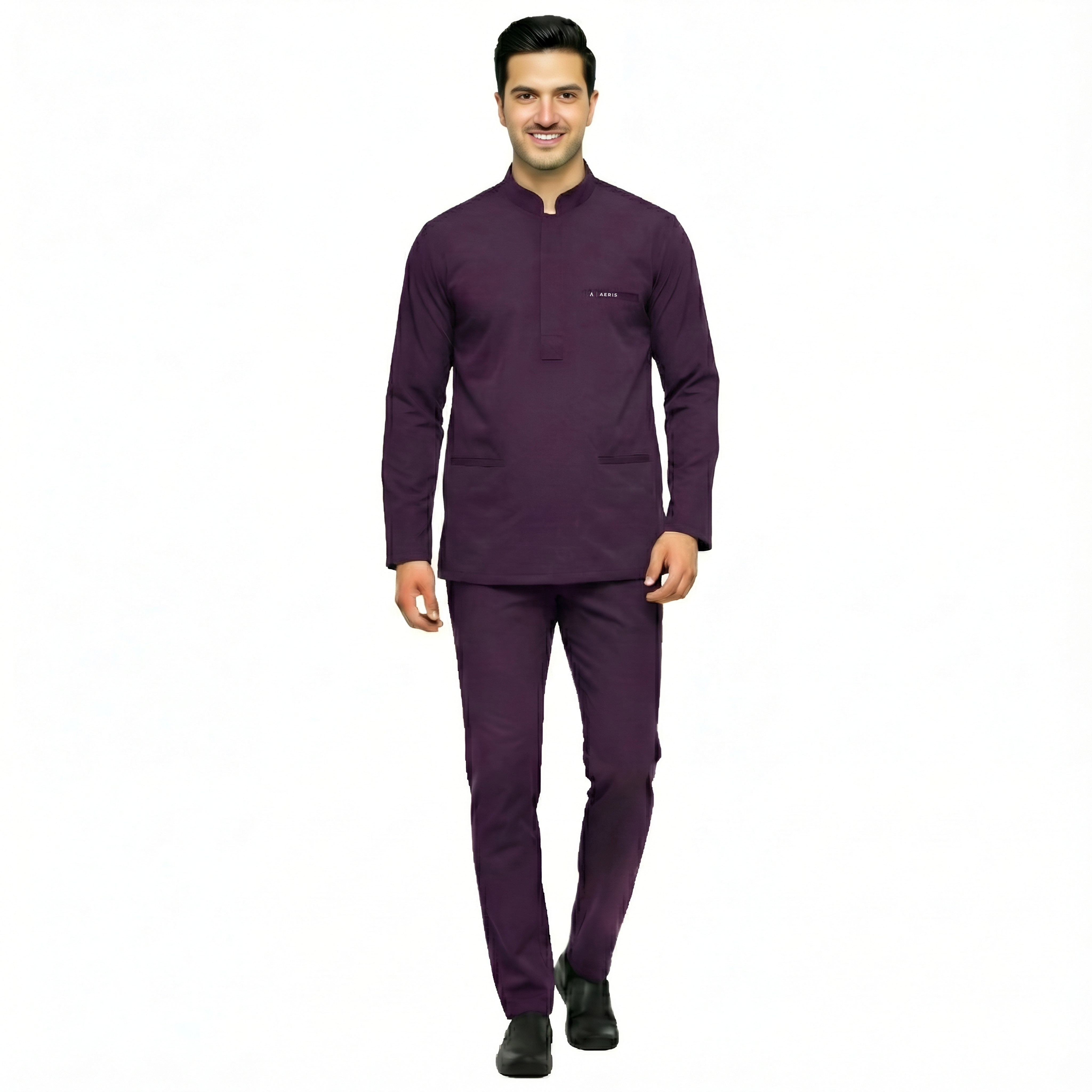 Full Sleeve Men's Round Neck Scrub - Purple