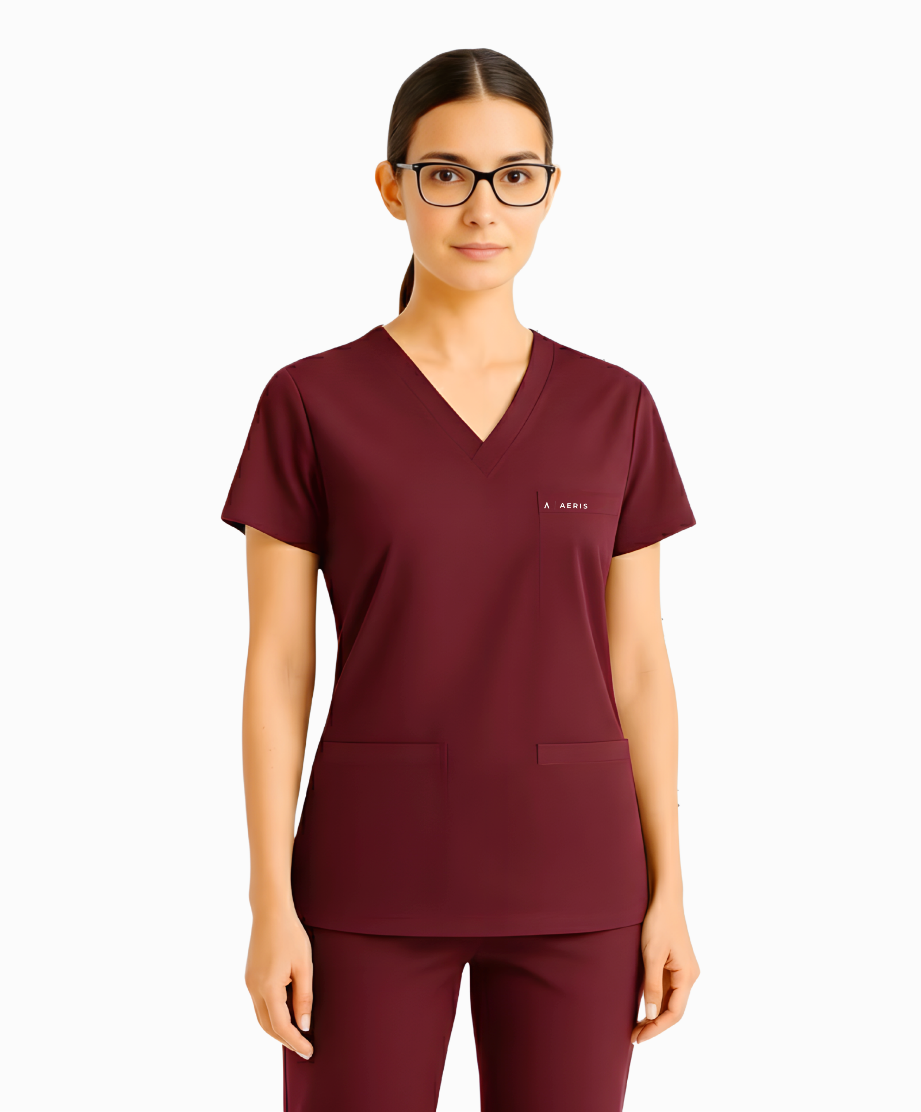 Classic Women's V-Neck Scrub - Maroon