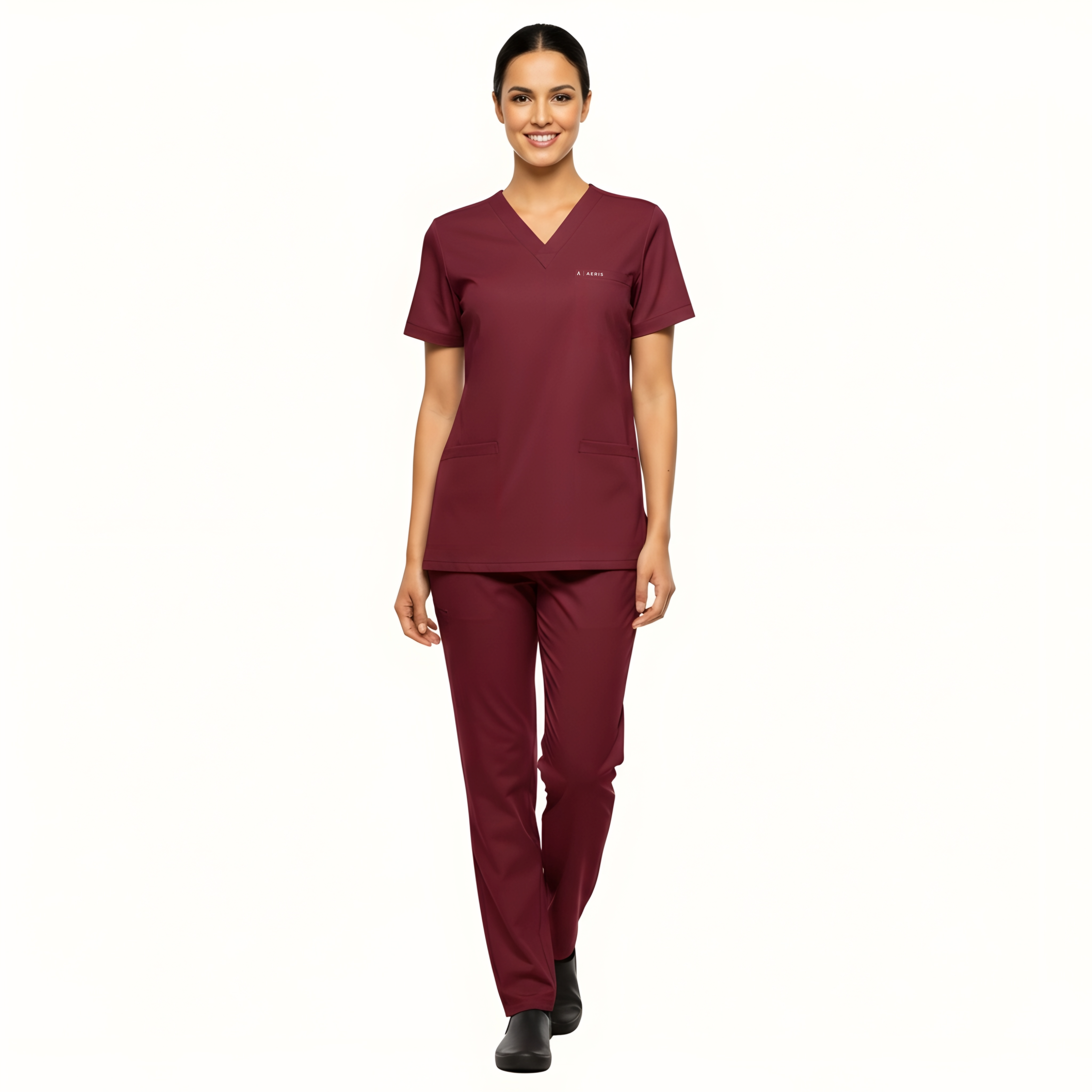 Classic Women's V-Neck Scrub - Maroon