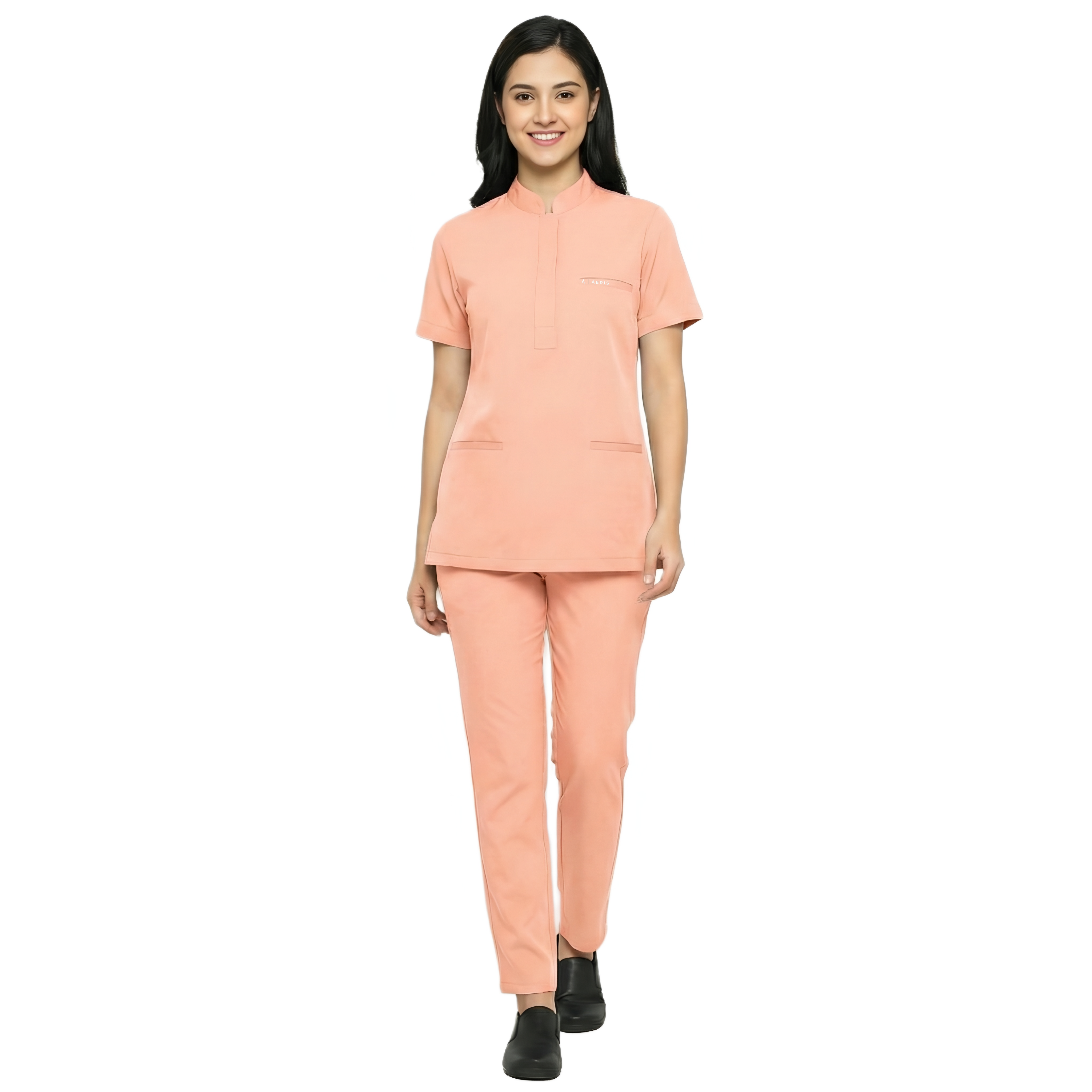 Classic Women's Round Neck Scrub - Peach