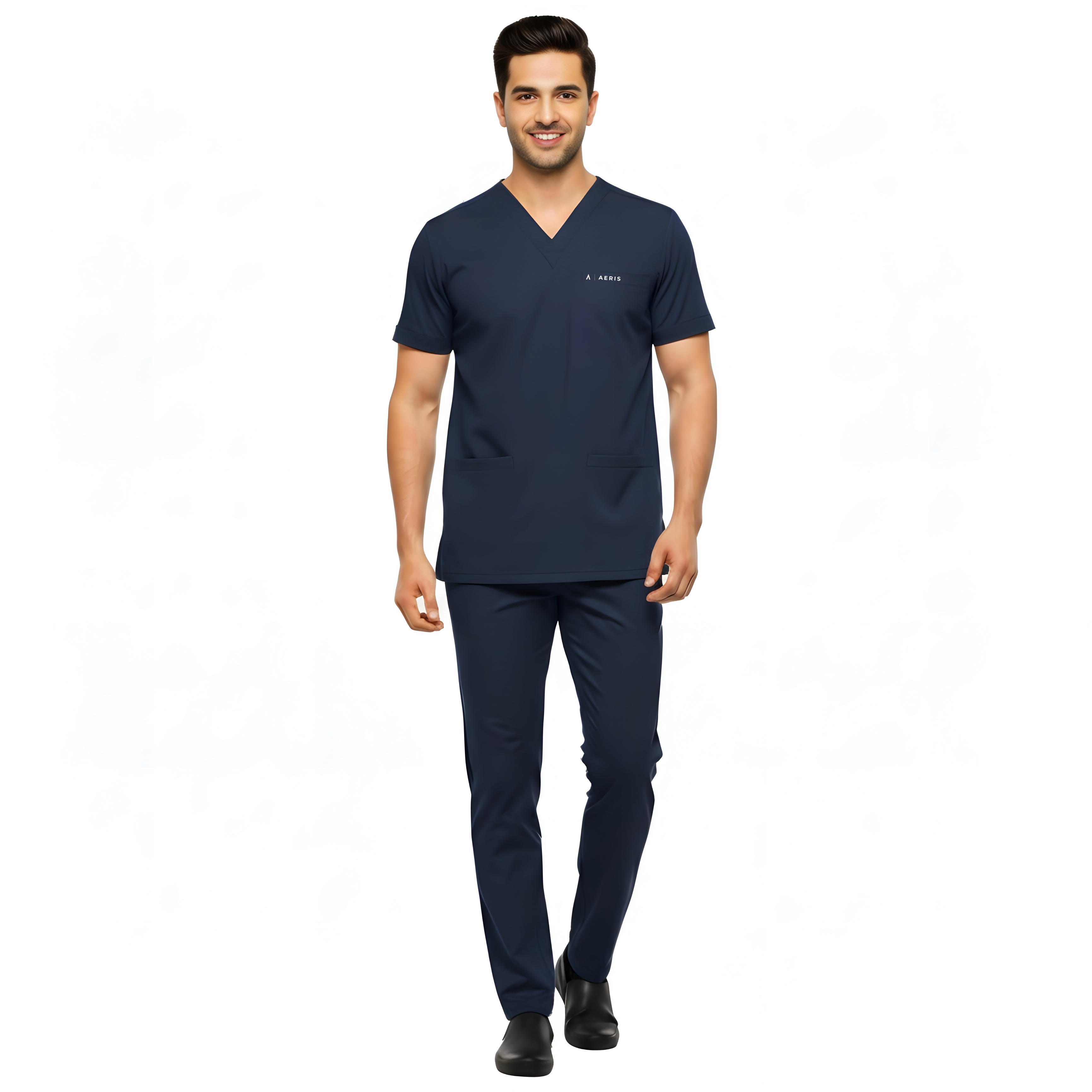 Classic Men's V-Neck Scrub - Navy Blue