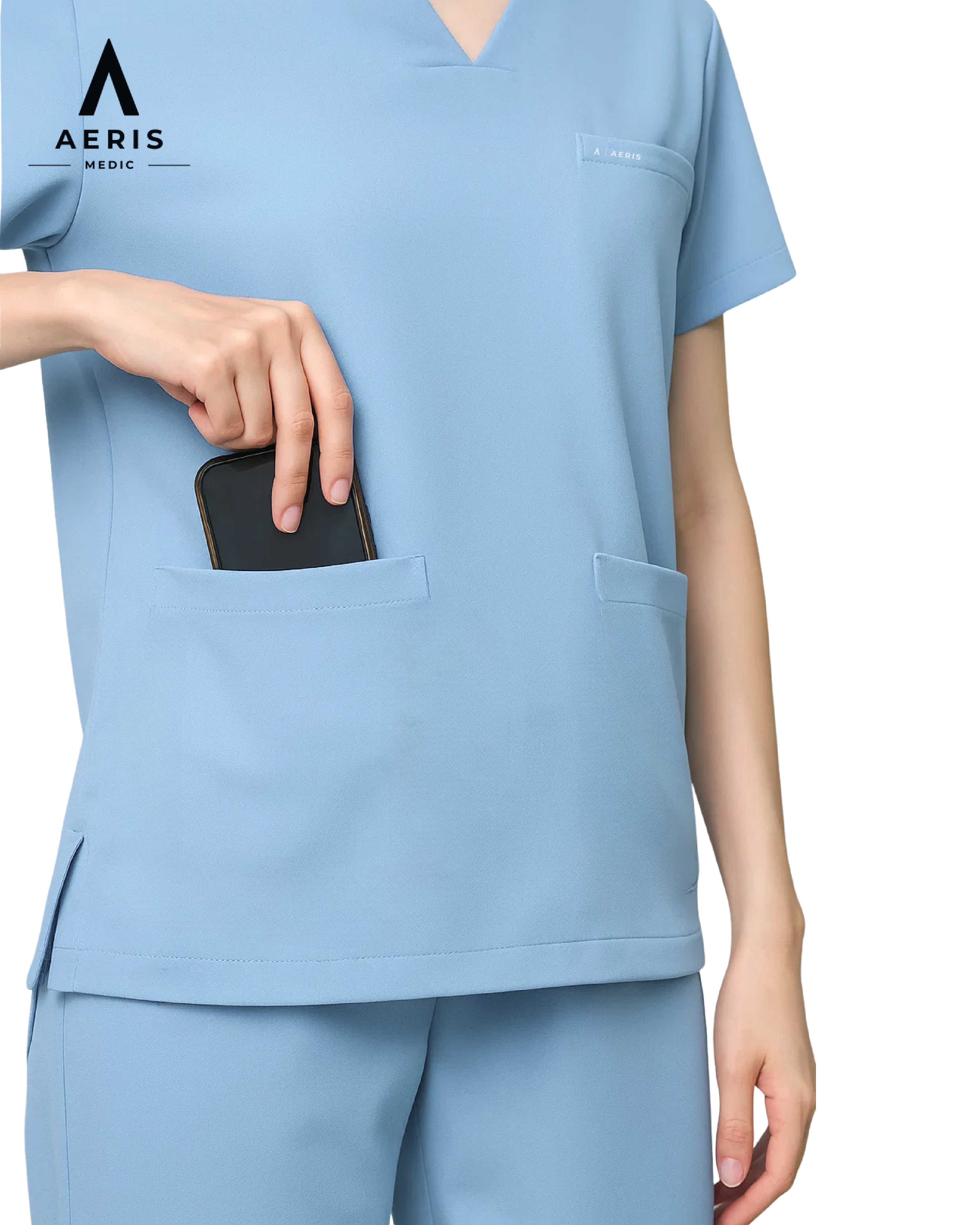 V Neck Scrub Light Blue