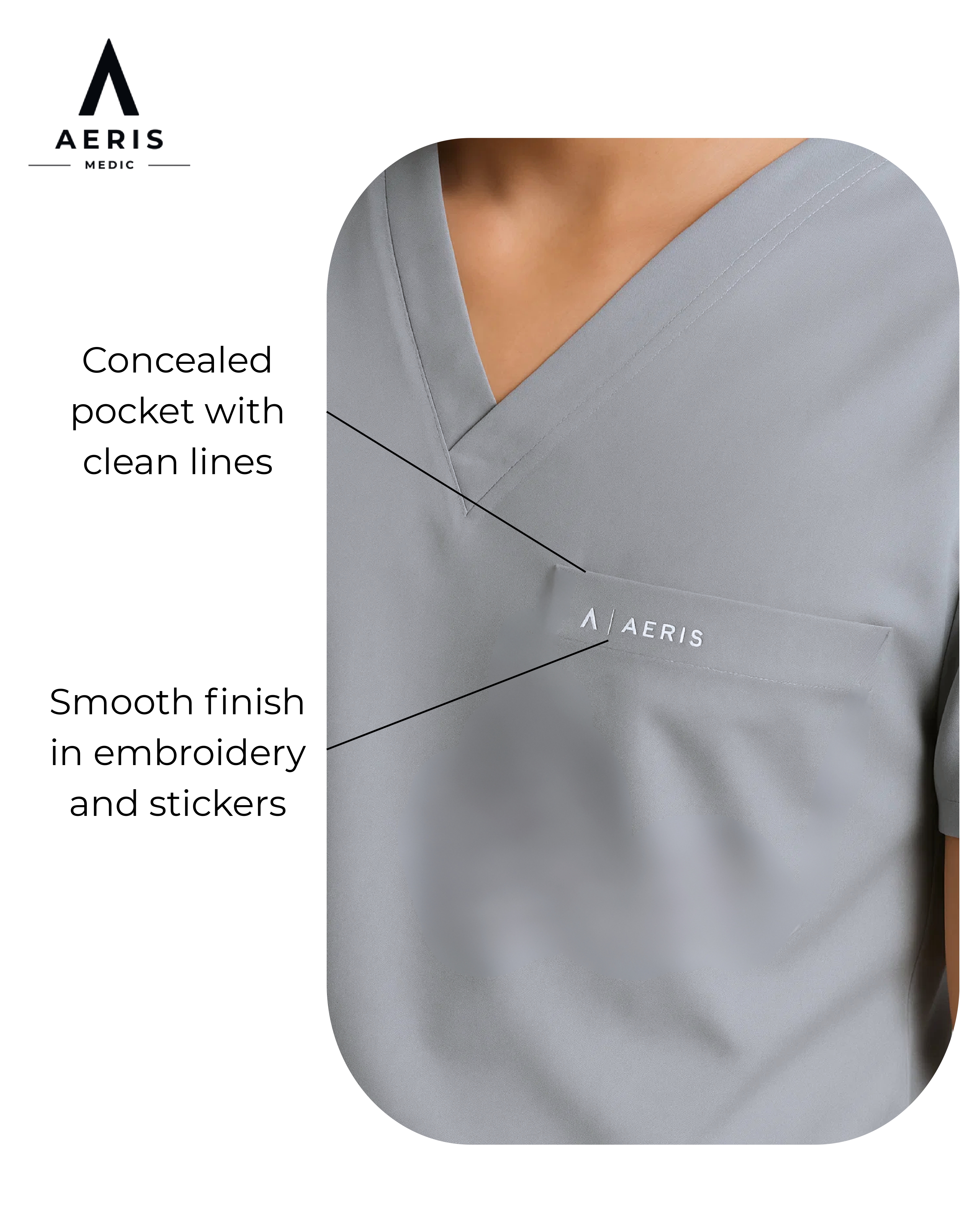 V Neck Scrub Grey