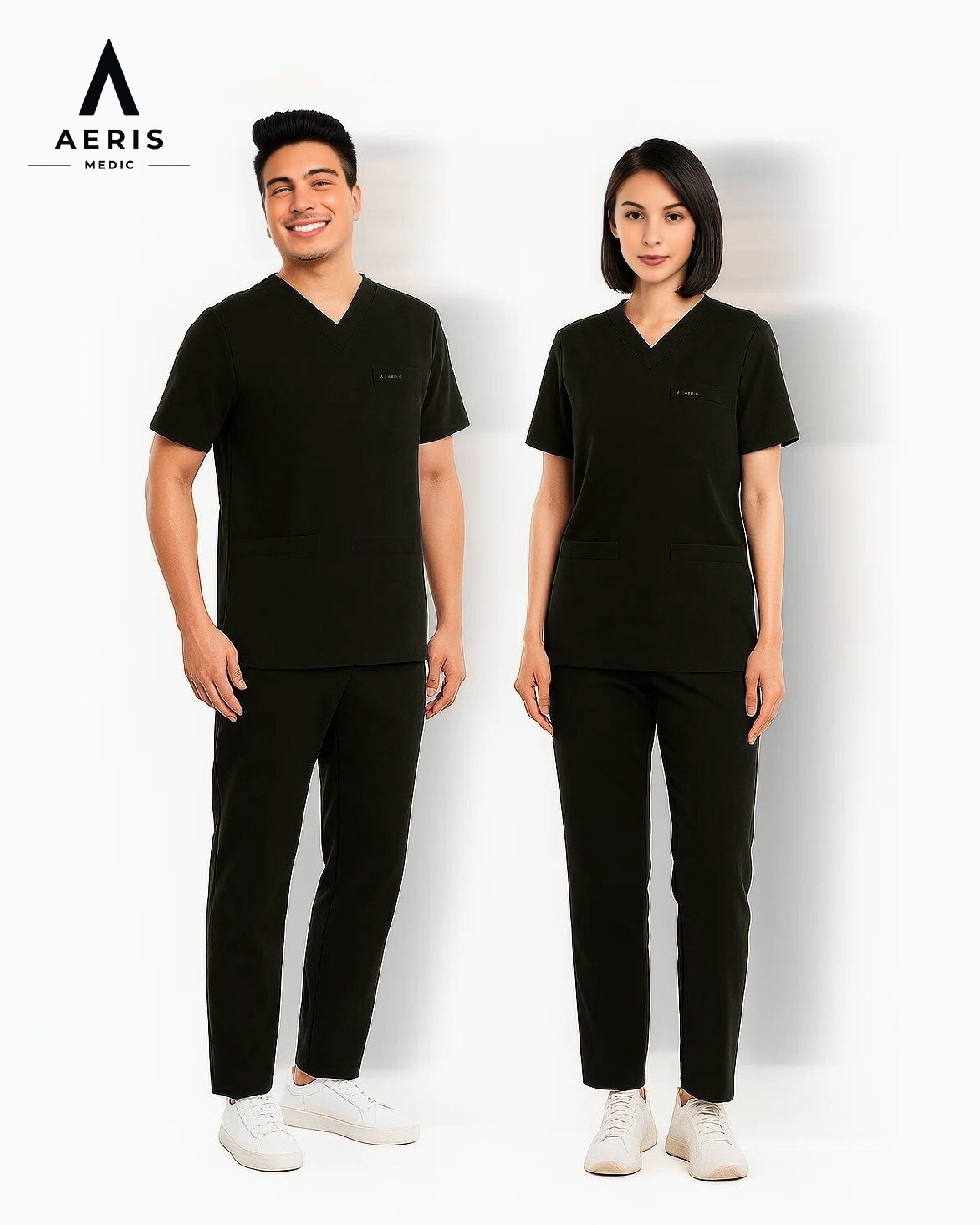 V Neck Scrub Black