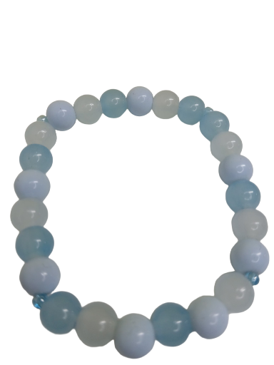 Blue and White Beaded Bracelet