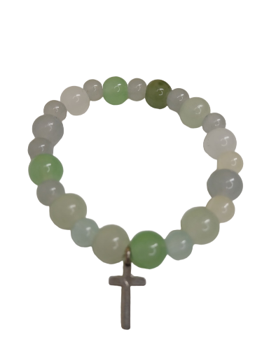 Jade Beaded Cross Bracelet
