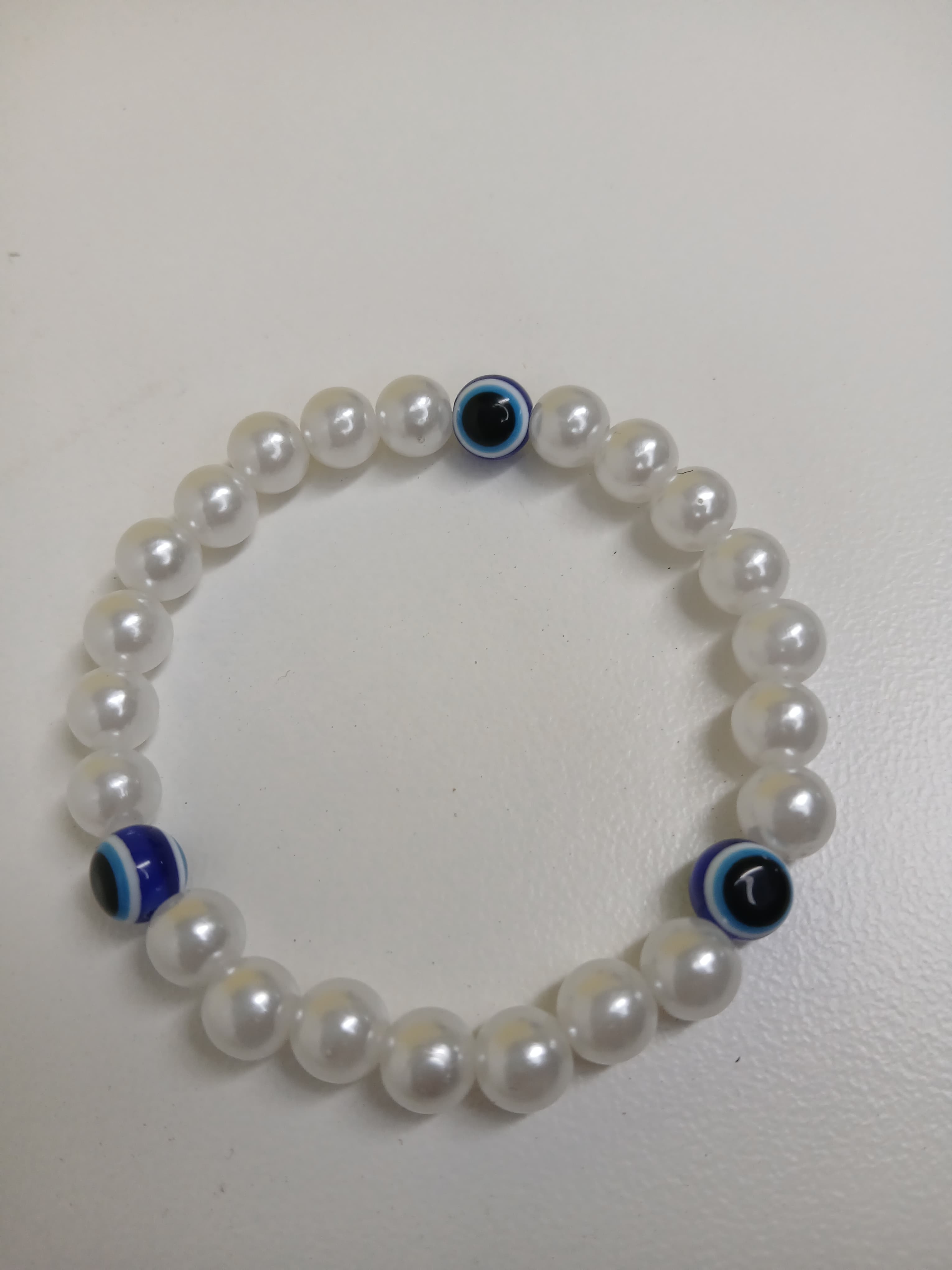 Pearl Bead Evil Eye Bracelet