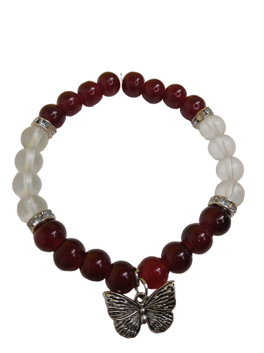Red and White Beaded Bracelet