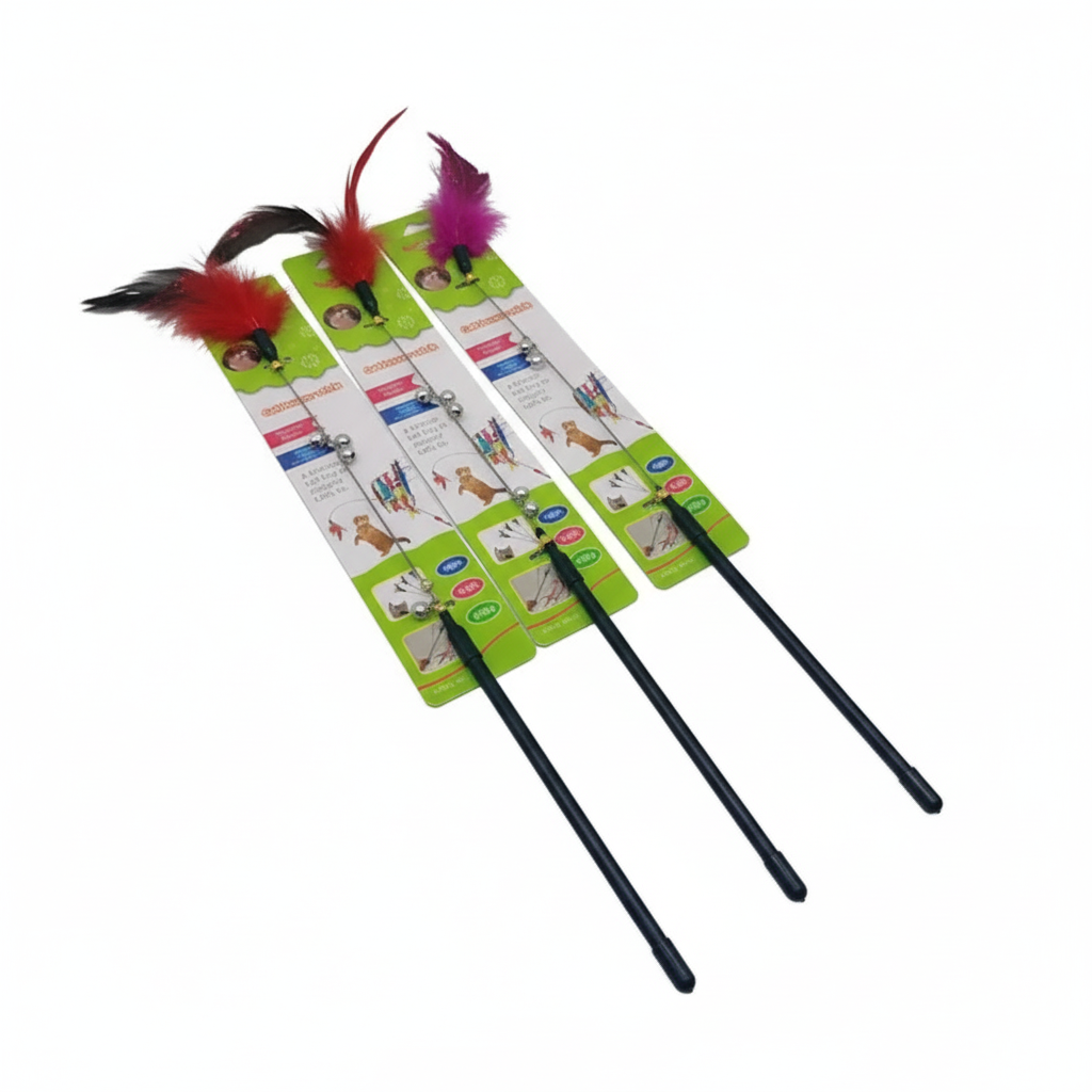 Juguete pluma interactiva para gatos