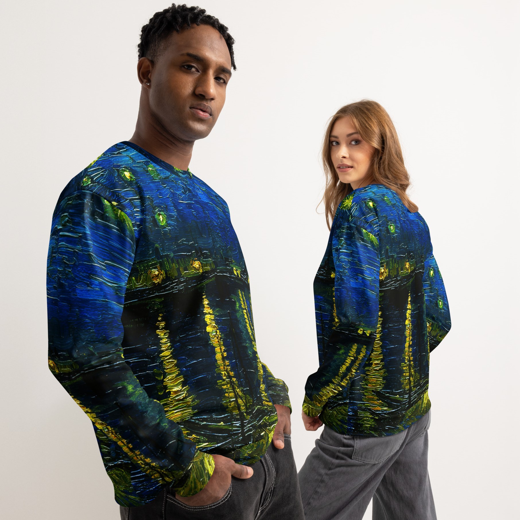 Vincent Van Gogh Unisex Premium Soft Cotton All-Over-Print Sweatshirt