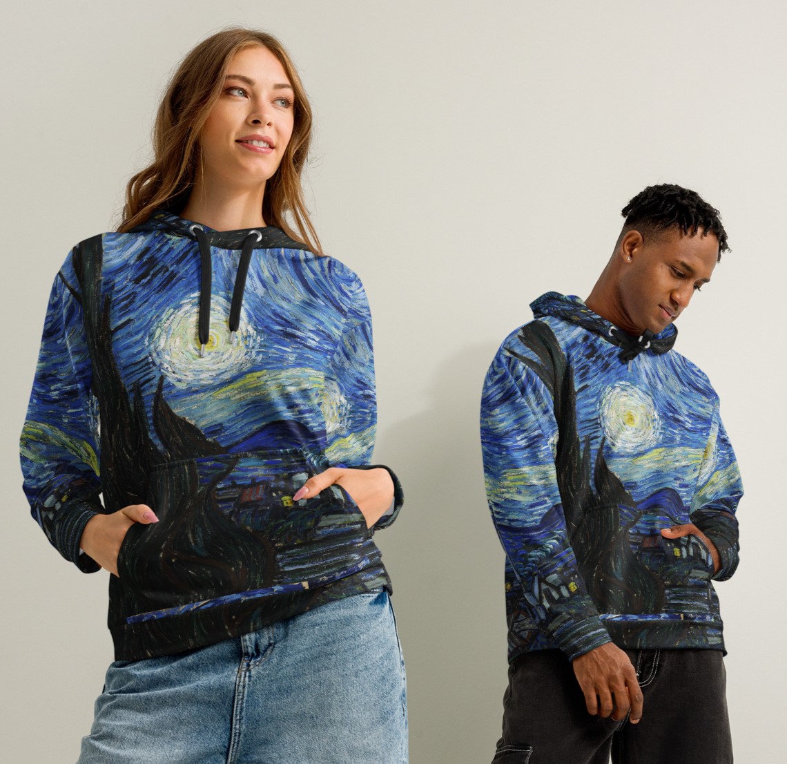 Vincent Van Gogh Unisex Premium Soft Cotton All-Over-Print Hoodie
