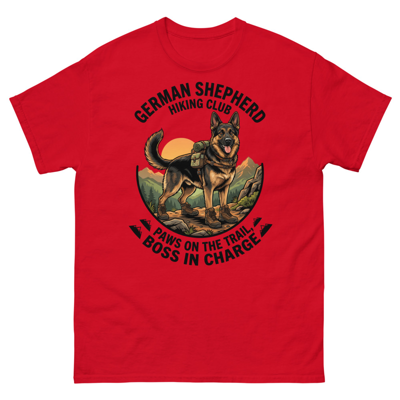 Unisex classic tee | German Shepherd Hiking Club – Boss in Charge Tee Paws on the Trail, Boss on the Charge! ????????️