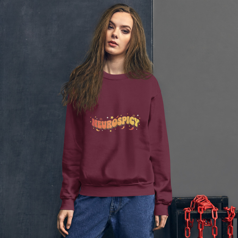 Neurospicy Unisex Crew Neck Sweatshirt | ADHD Autism Shirt | Neurodivergent Pride Gift | Funny Mental Health Tee