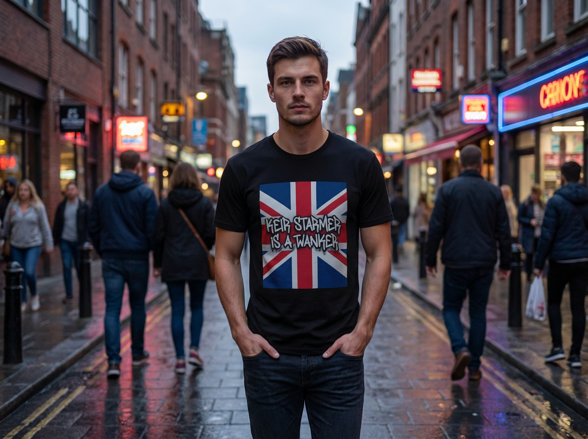 Unisex organic oversized high neck t-shirt KIER STARMER FUN