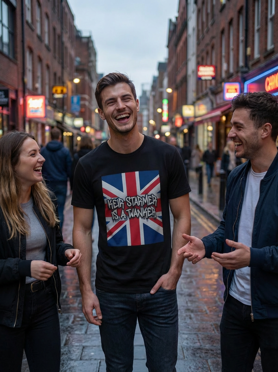 Unisex organic oversized high neck t-shirt KIER STARMER FUN