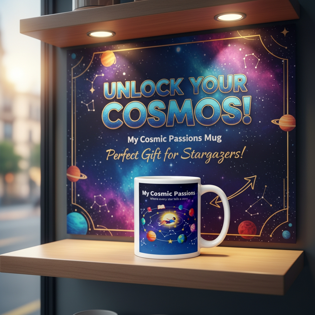 "My Cosmic Passions" White glossy mug