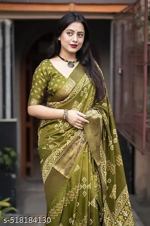 Olive Green Traditional Saree