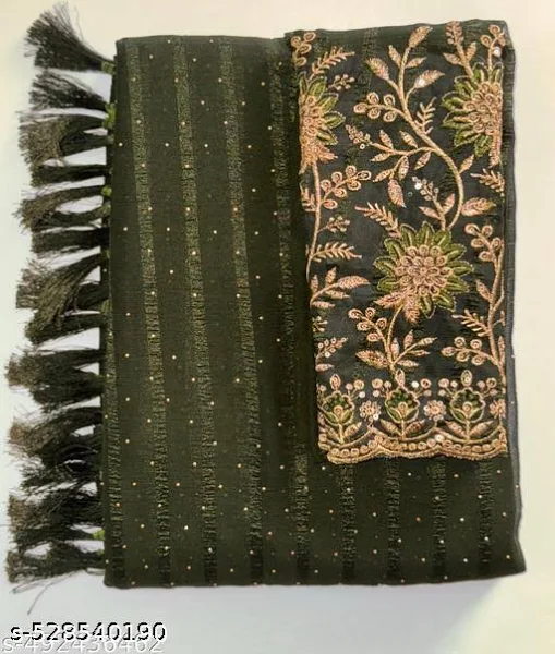 Embroidered Dark Green Dupatta