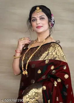 Elegant Maroon and Gold Saree