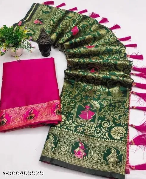 Traditional Green Banarasi Silk Saree
