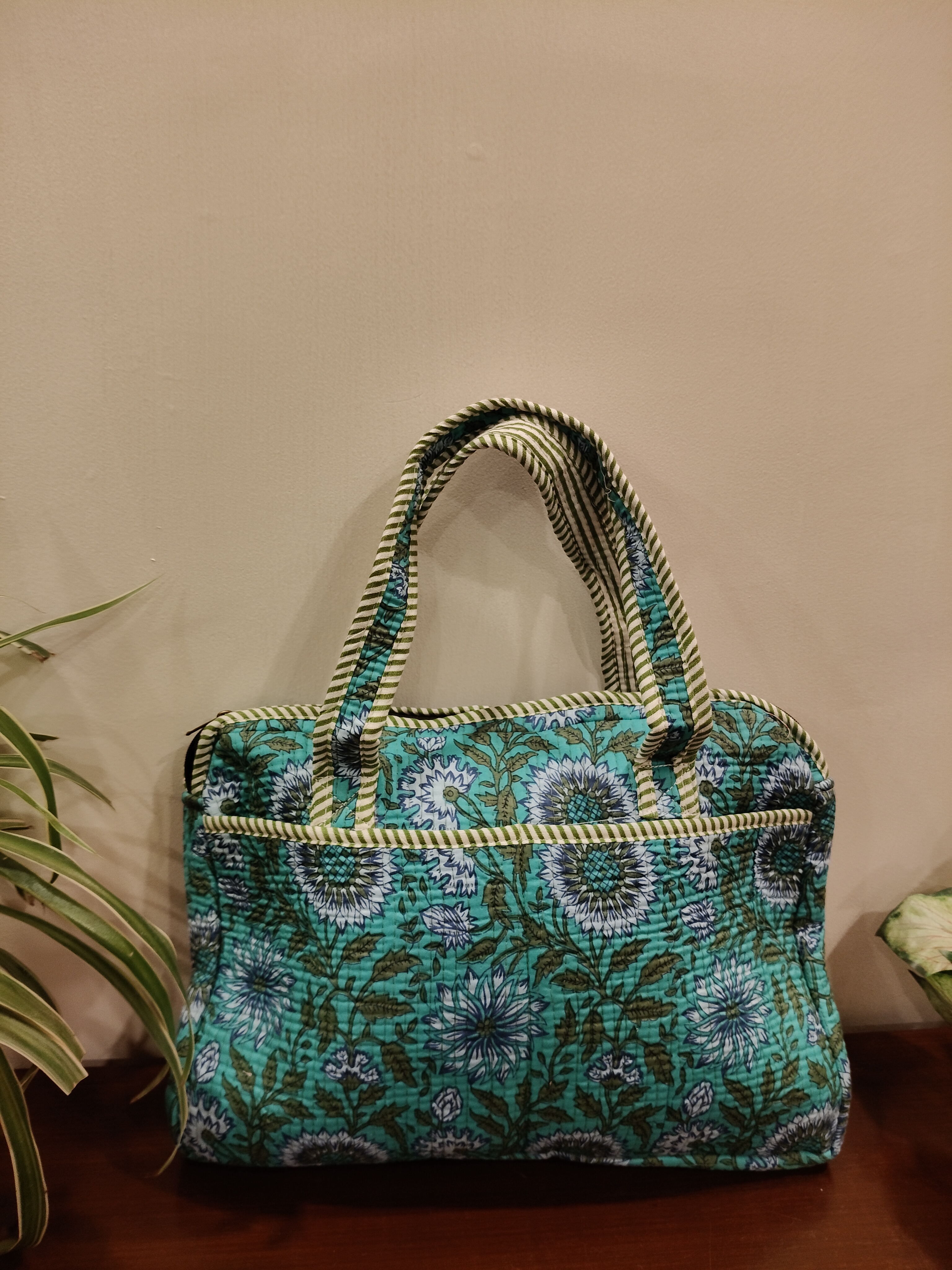 COTTON QUILTED LAPTOP BAG