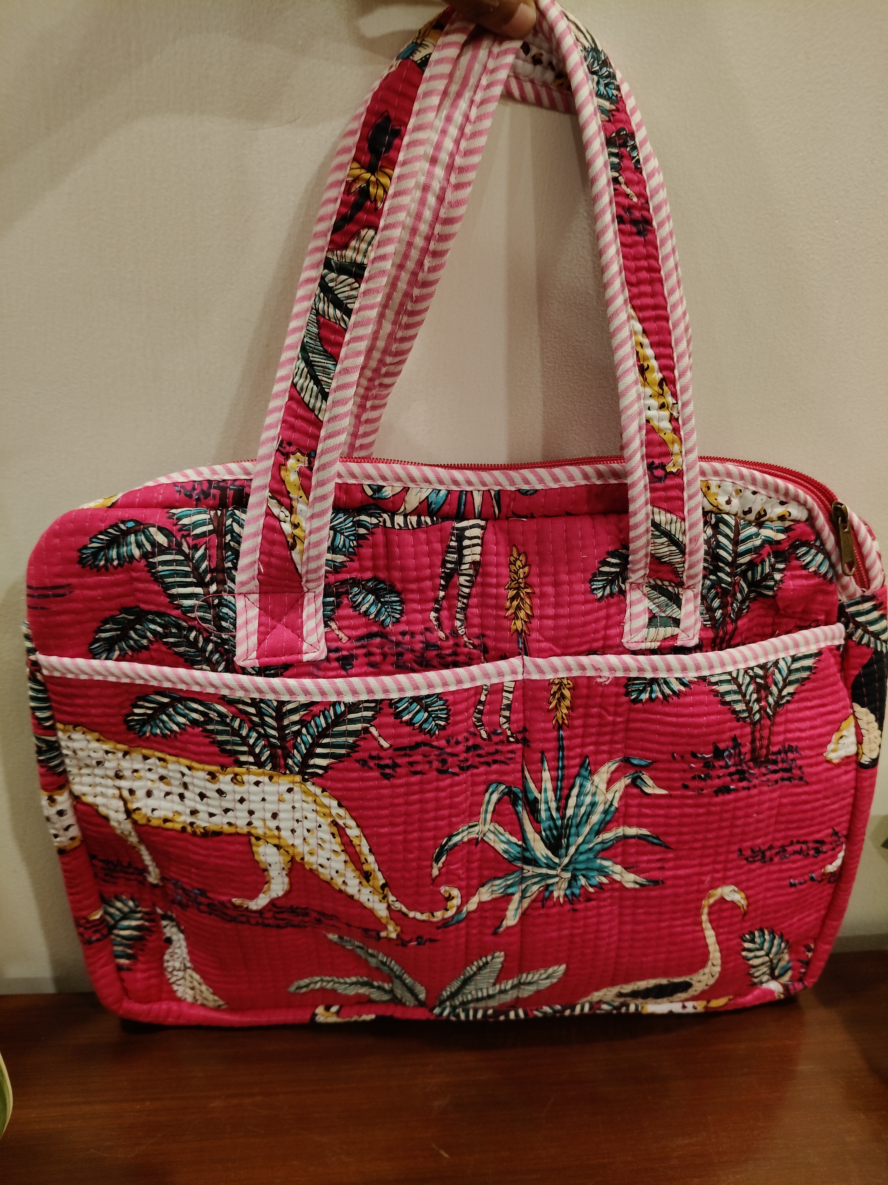 COTTON QUILTED LAPTOP BAG