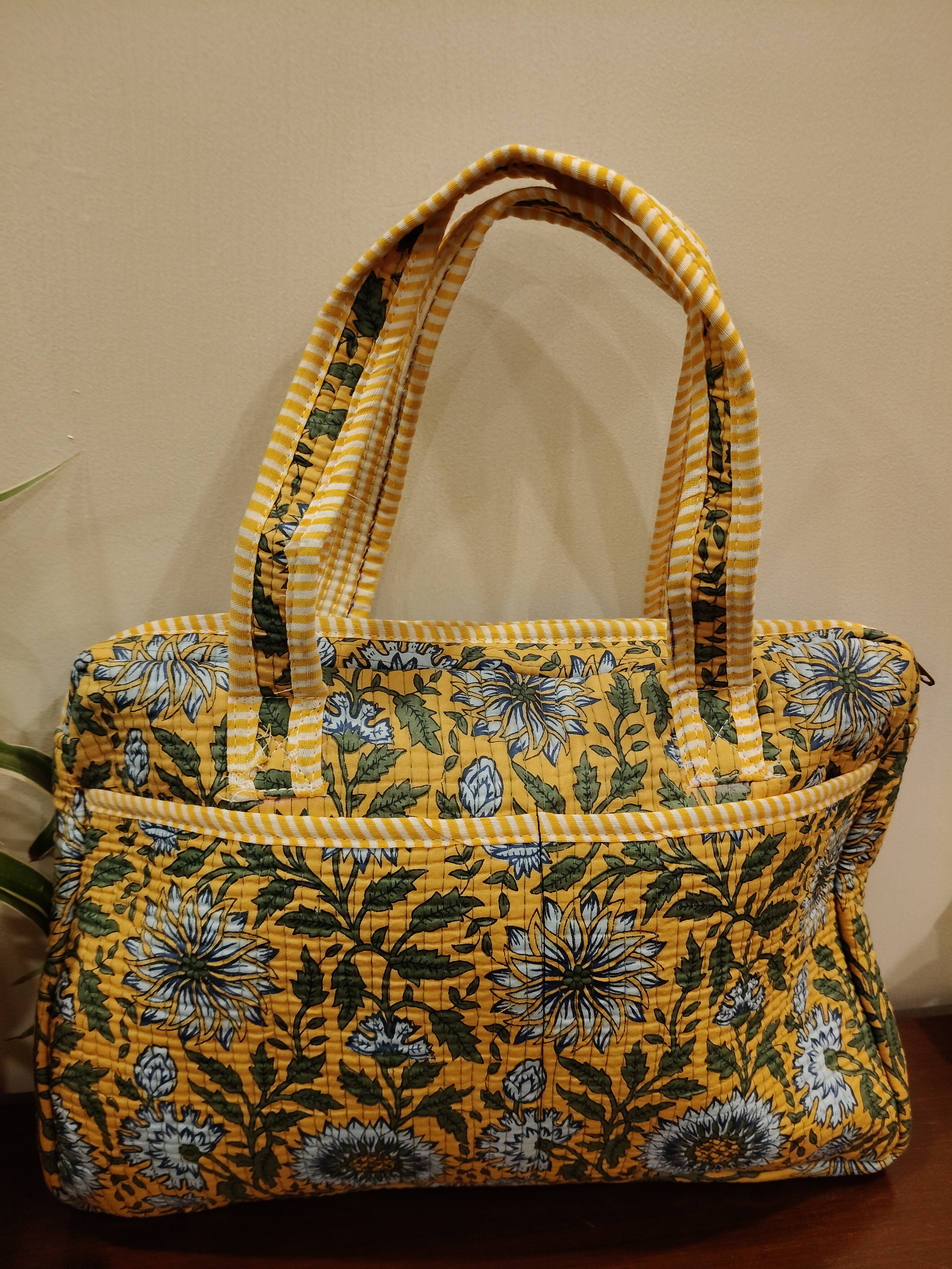COTTON QUILTED LAPTOP BAG
